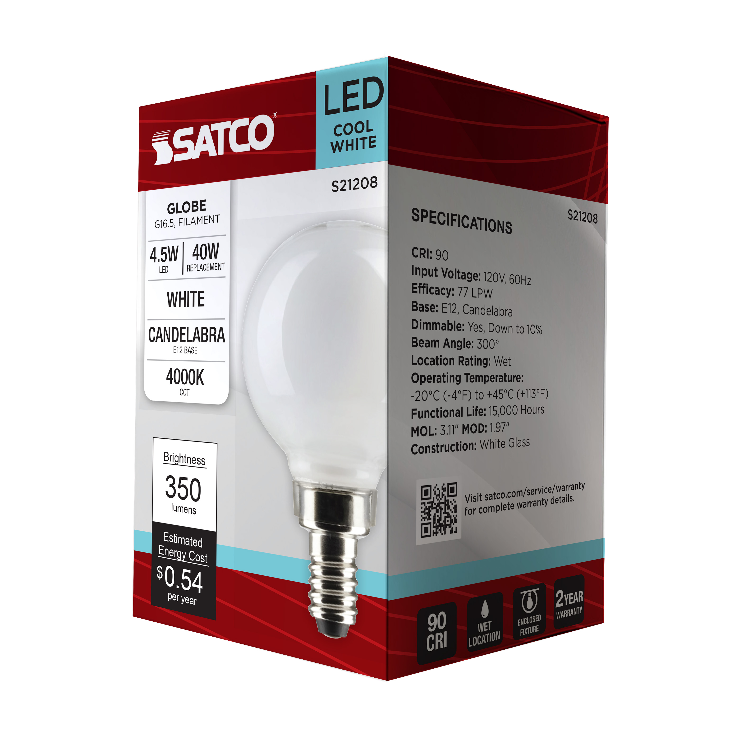 4.5G16.5/LED/WH/940/120V/E12 - S21208