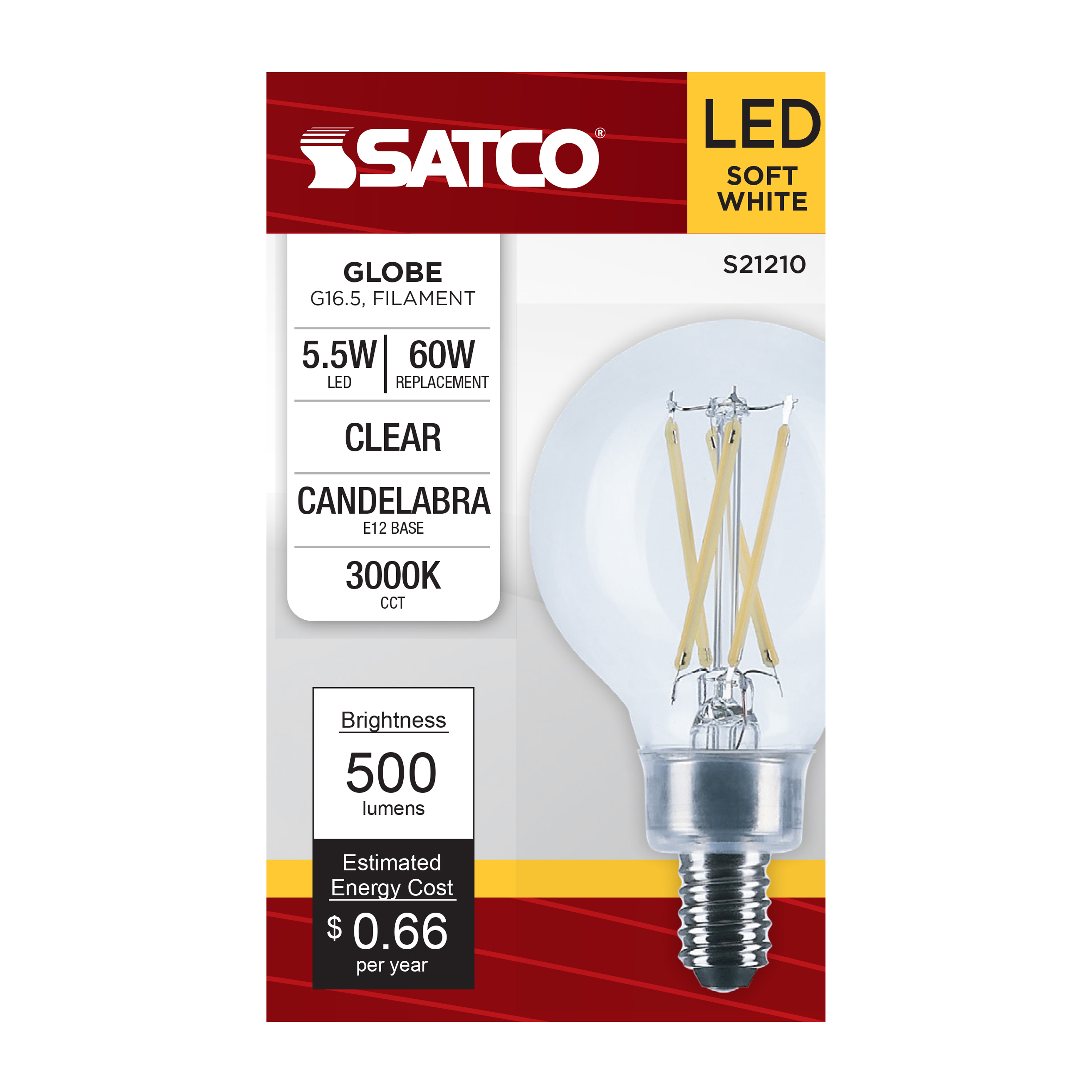 5.5G16.5/LED/CL/930/120V/E12 - S21210