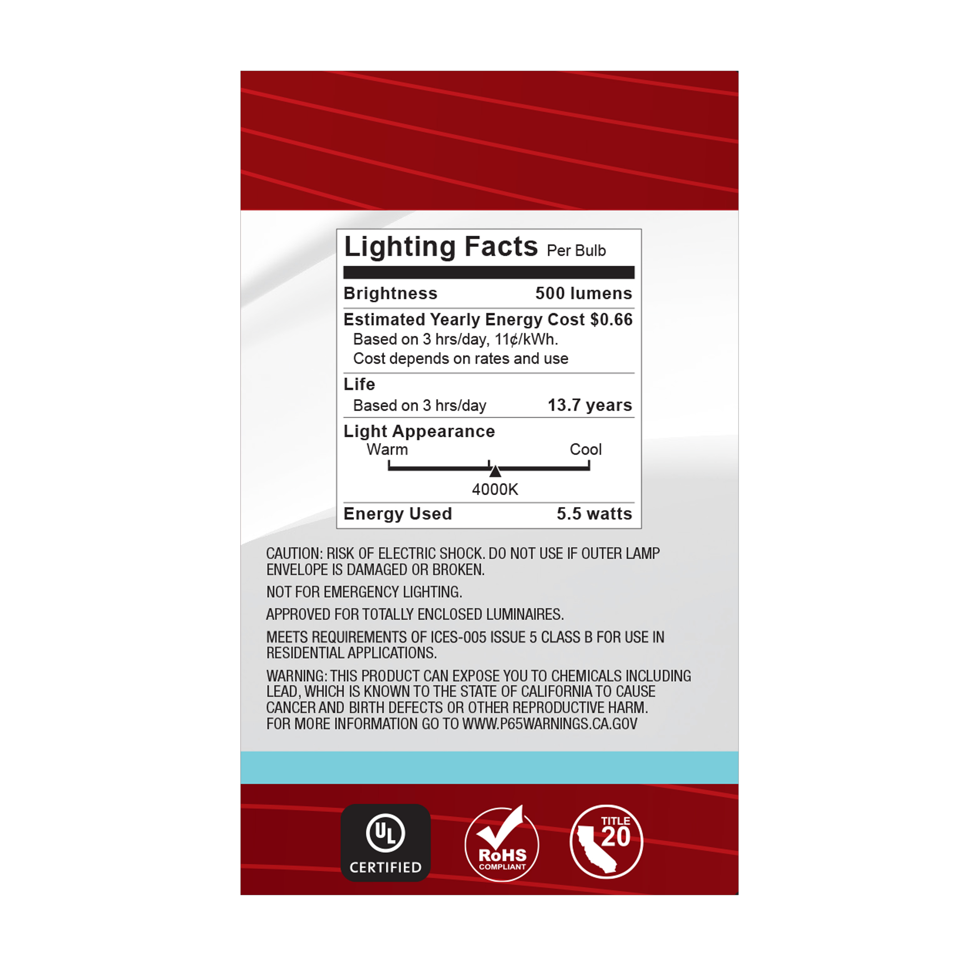 5.5G16.5/LED/CL/940/120V/E12 - S21211