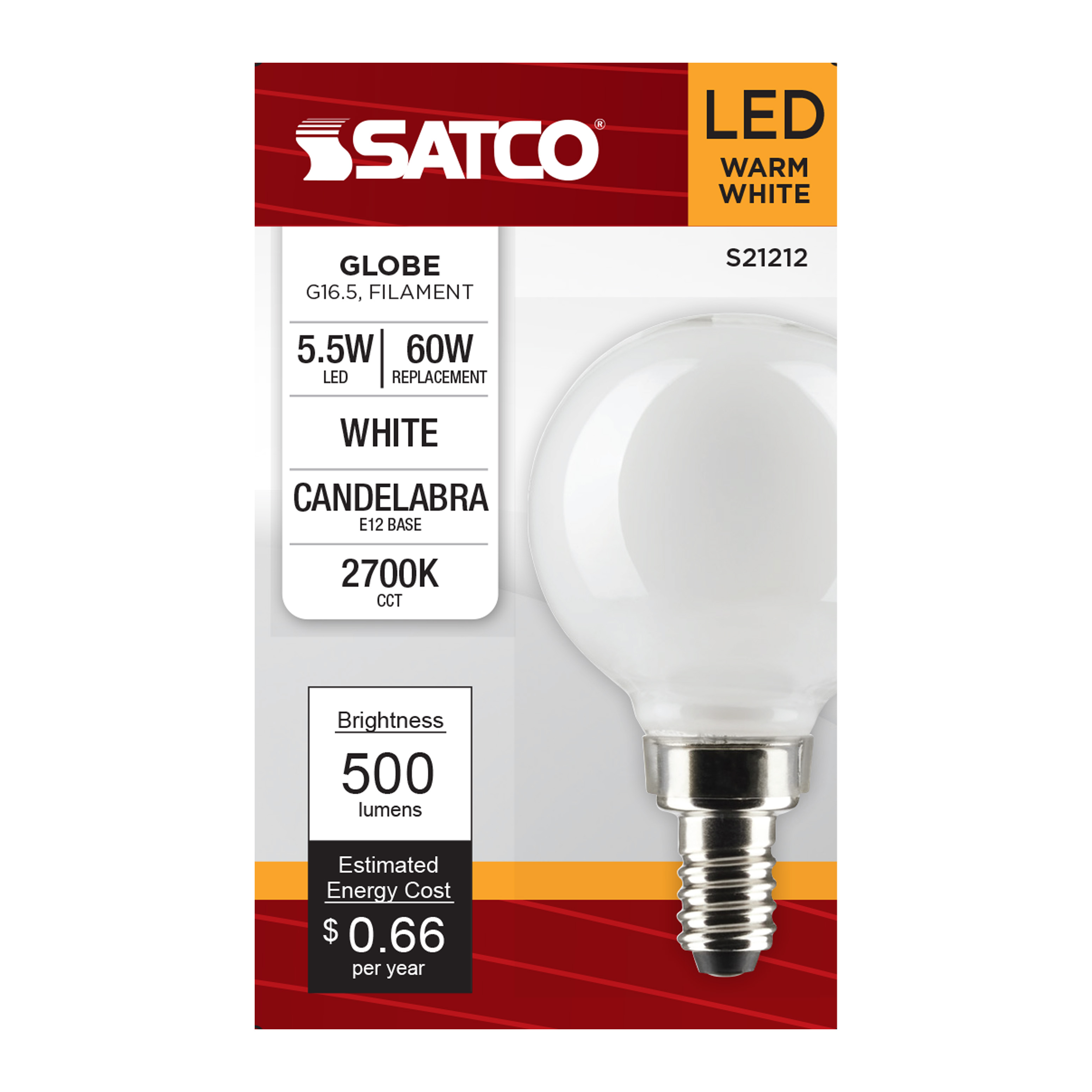 5.5G16.5/LED/WH/927/120V/E12 - S21212