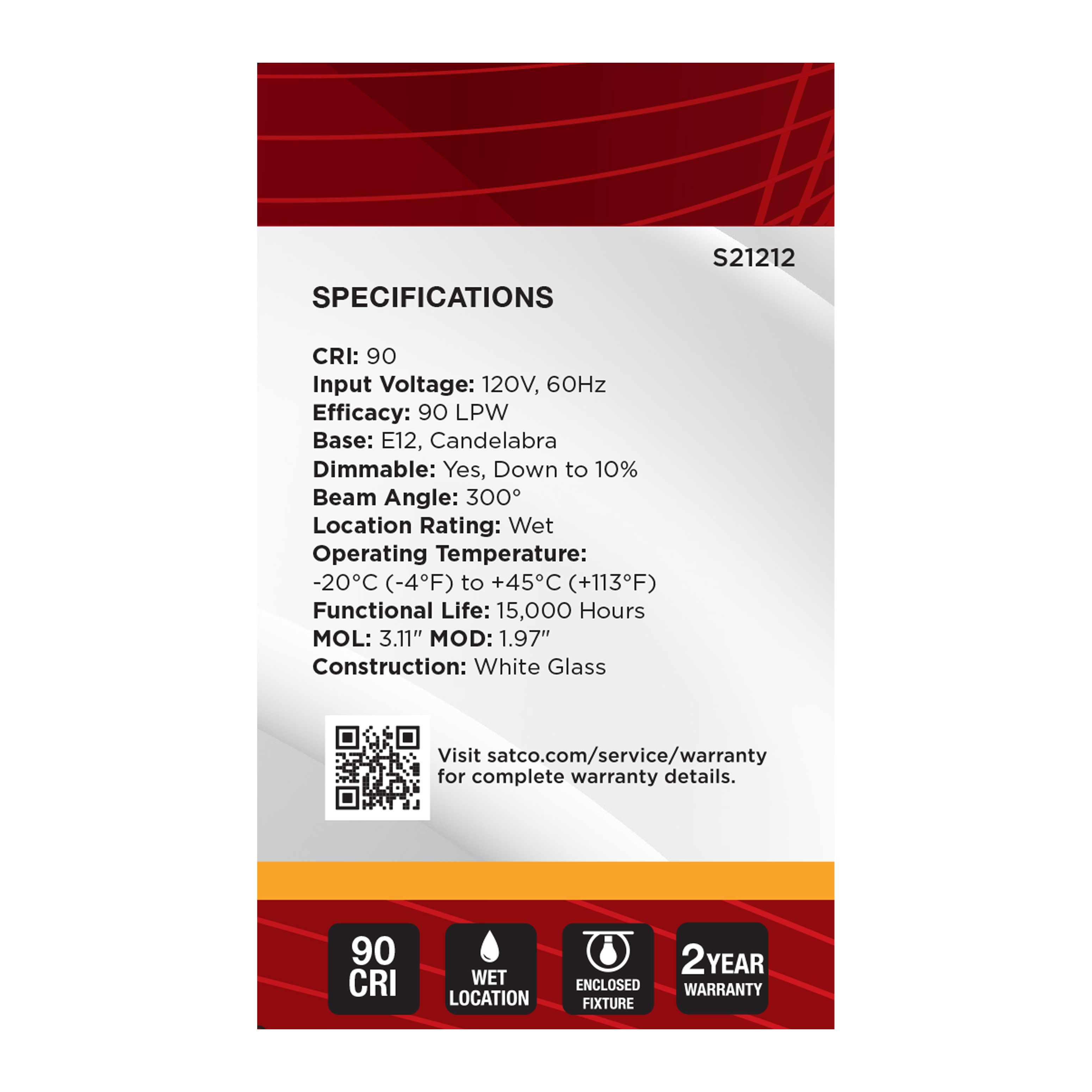 5.5G16.5/LED/WH/927/120V/E12 - S21212