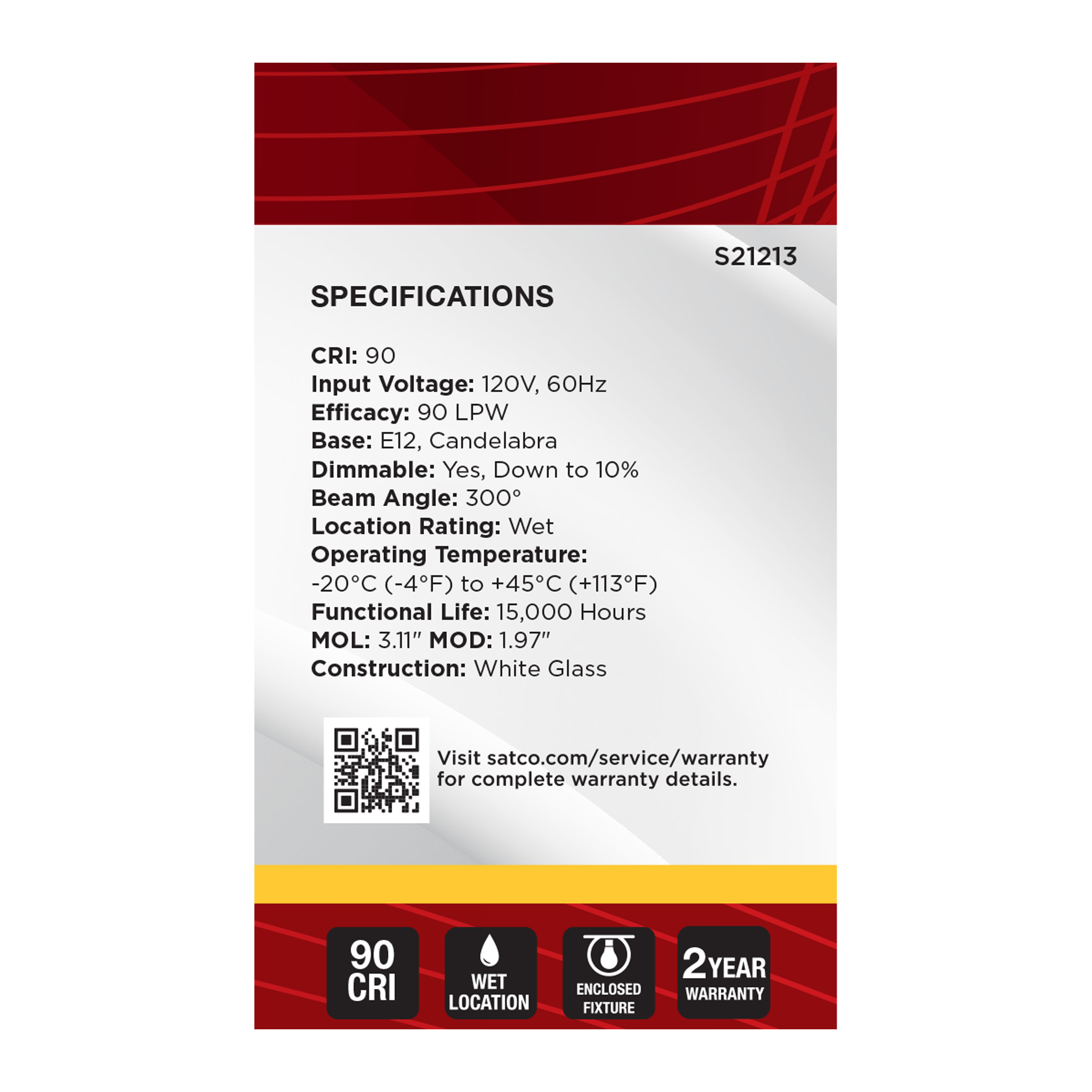 5.5G16.5/LED/WH/930/120V/E12 - S21213