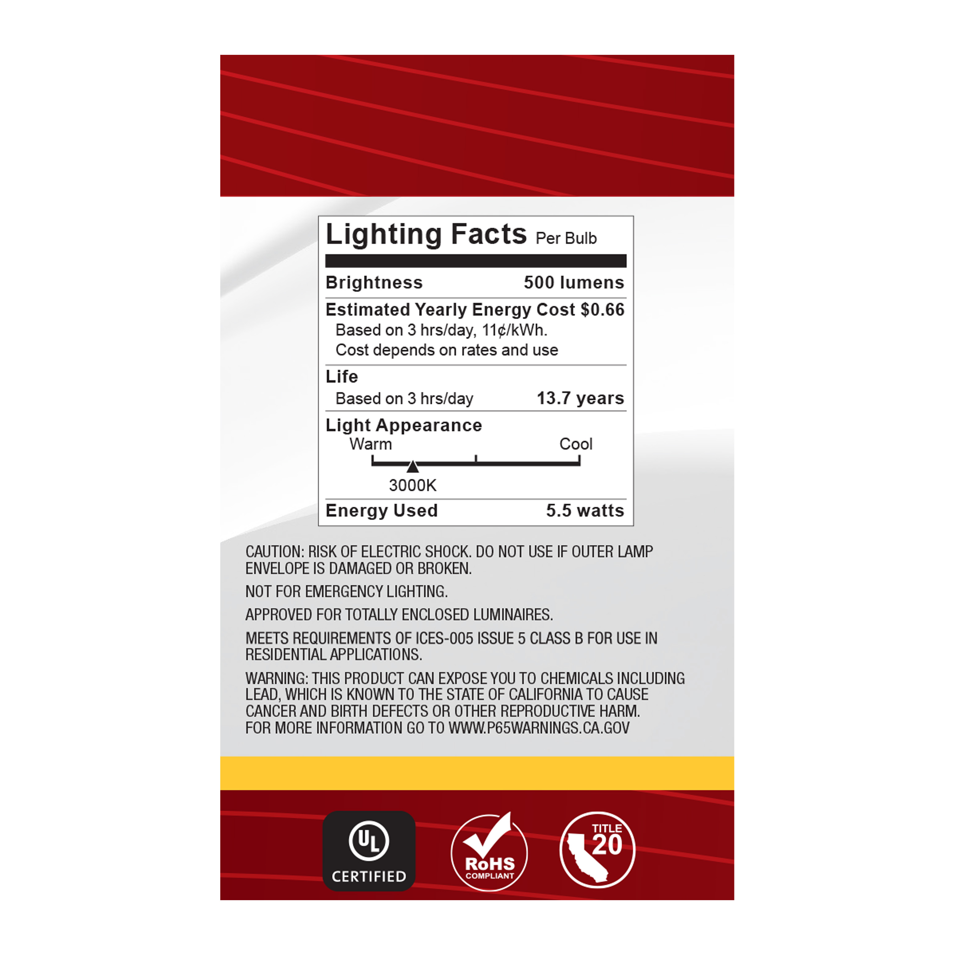 5.5G16.5/LED/WH/930/120V/E12 - S21213