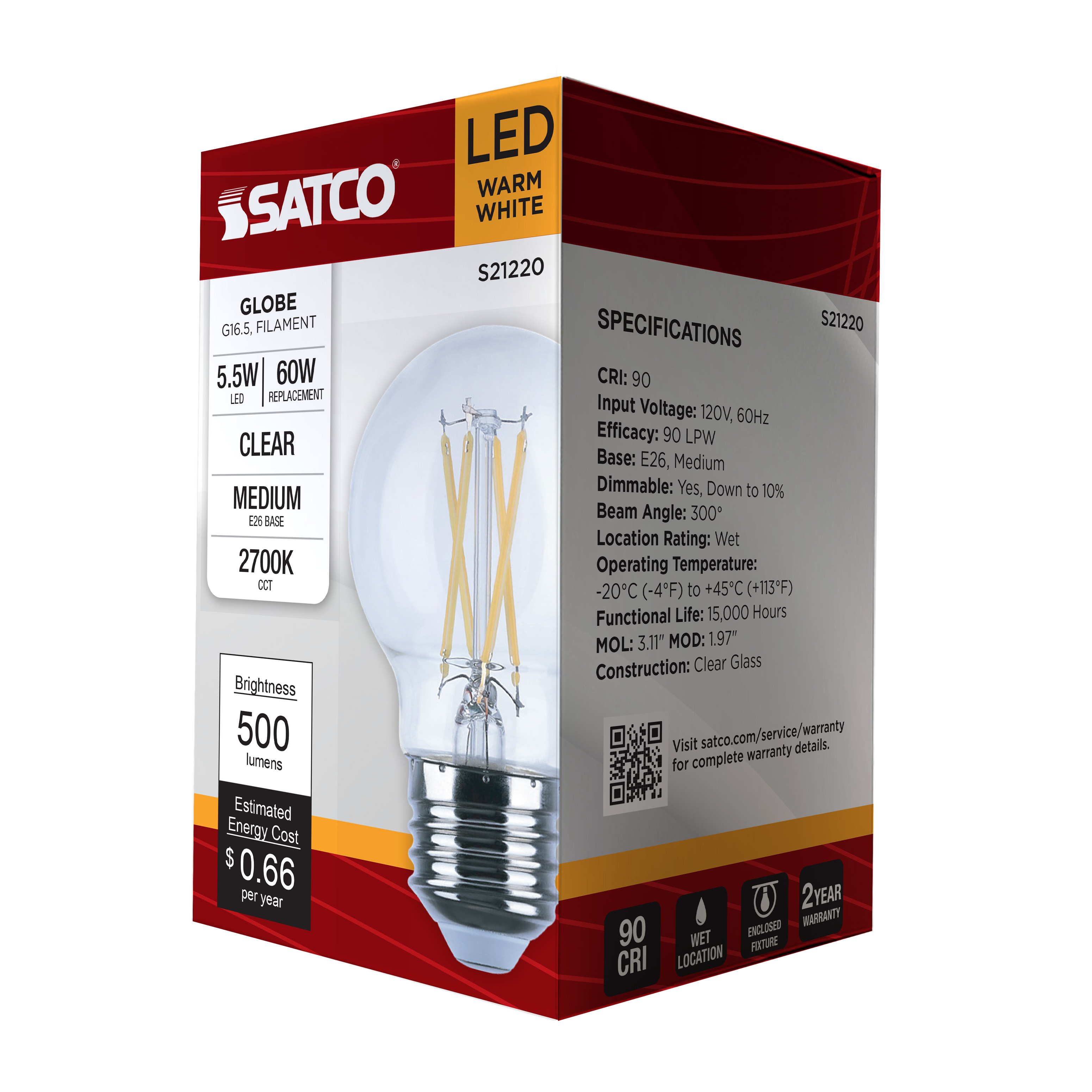 5.5G16.5/LED/CL/927/120V/E26 - S21220