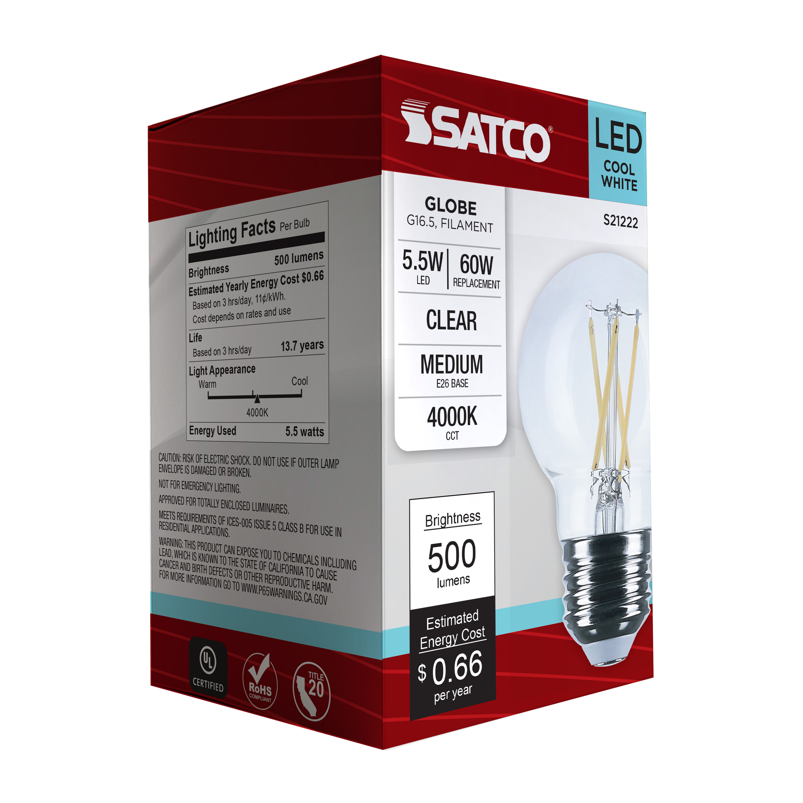 5.5G16.5/LED/CL/940/120V/E26 - S21222