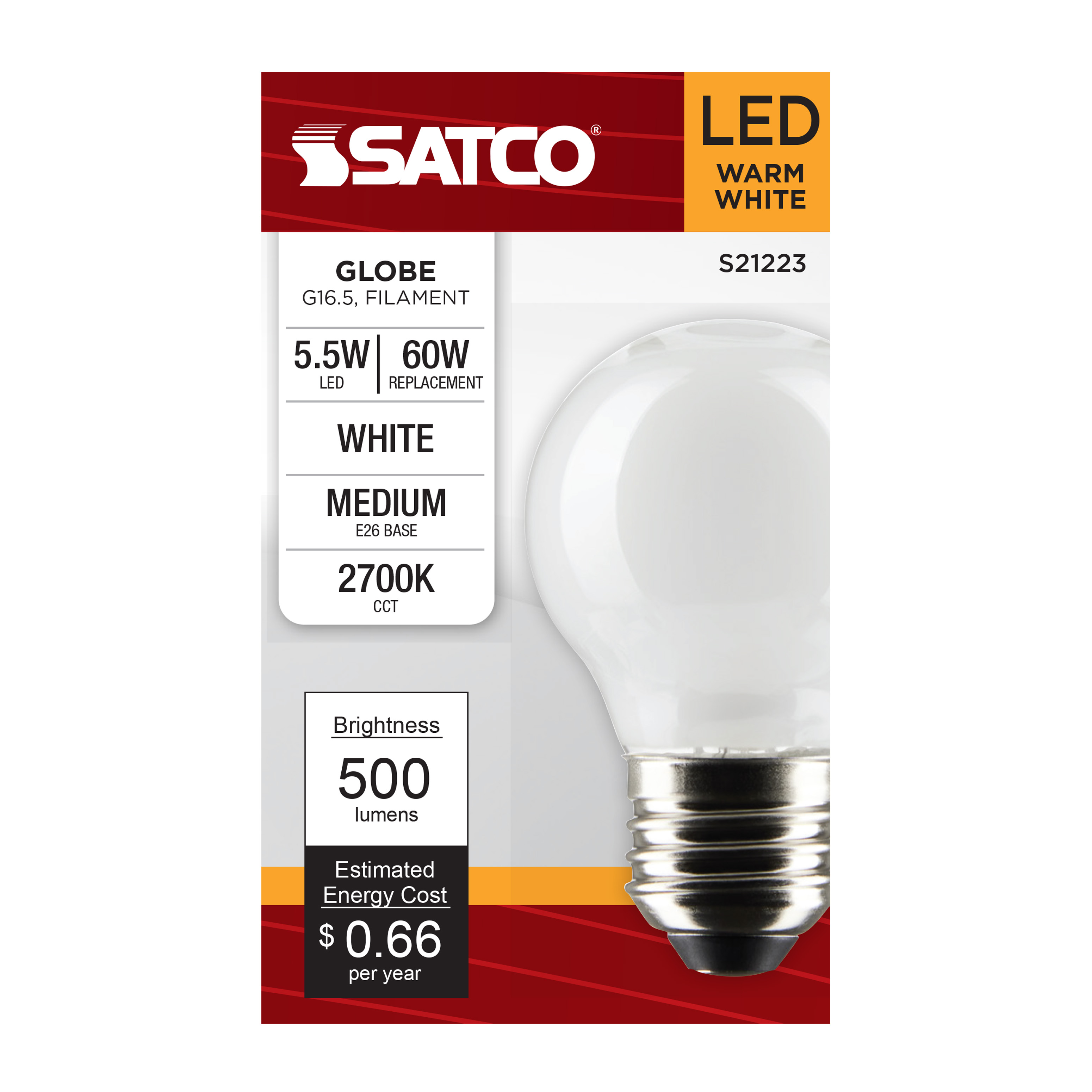 5.5G16.5/LED/WH/927/120V/E26 - S21223