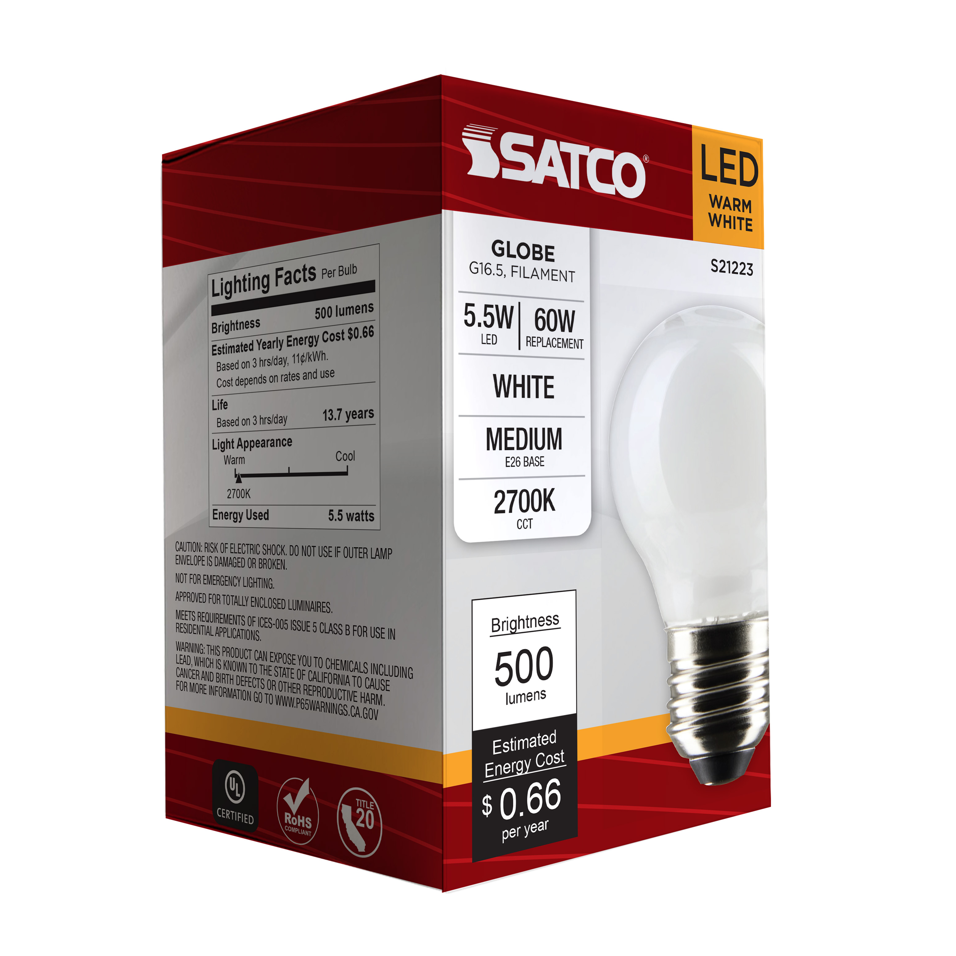 5.5G16.5/LED/WH/927/120V/E26 - S21223