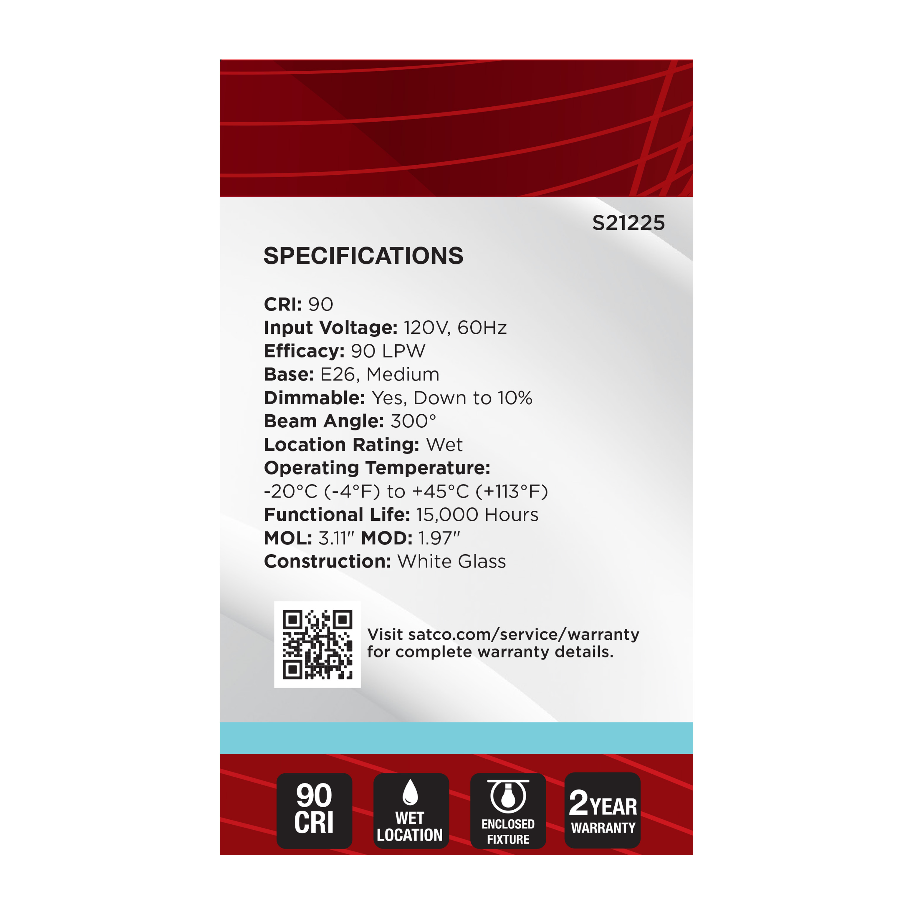 5.5G16.5/LED/WH/940/120V/E26 - S21225