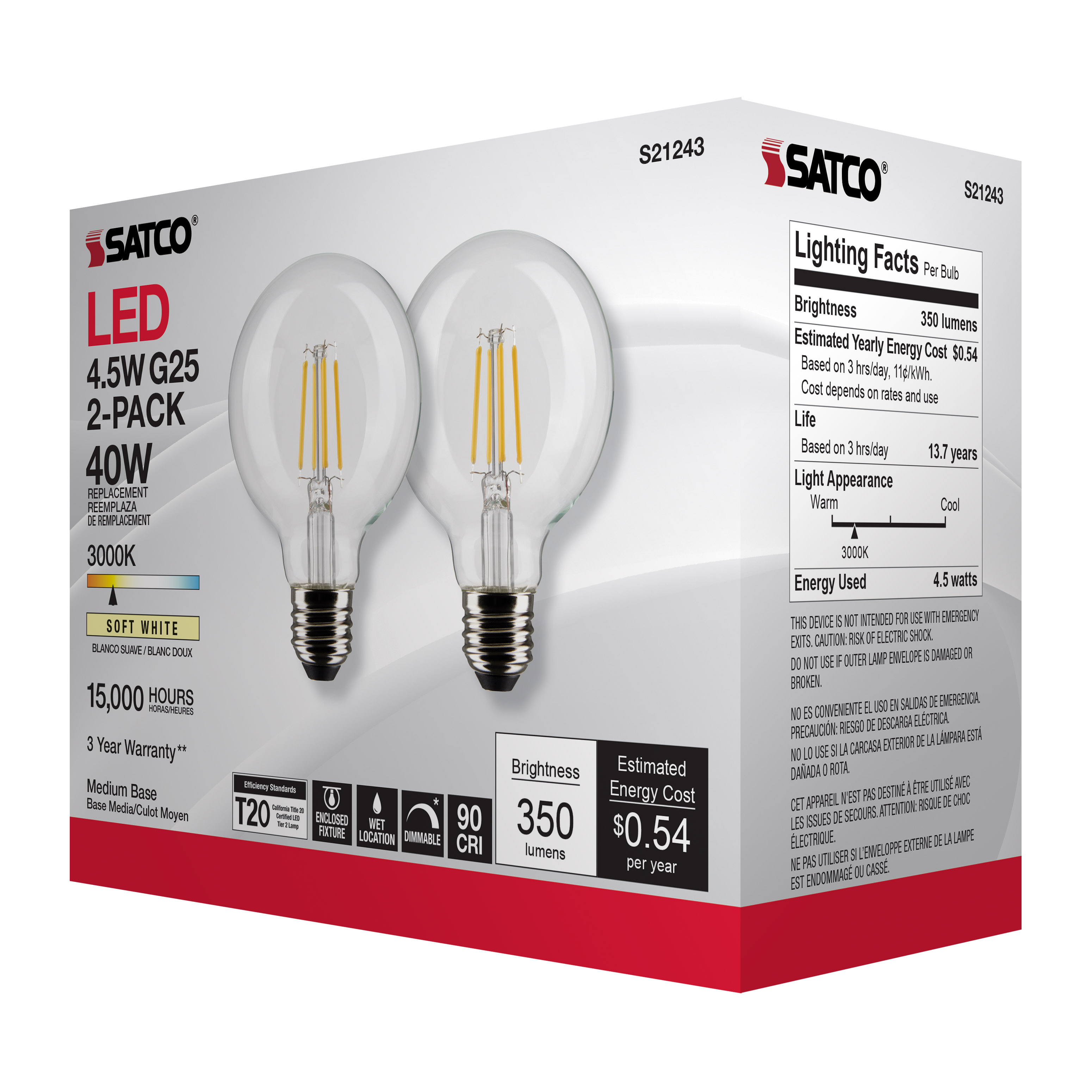 4.5G25/LED/CL/930/120V/2PK - S21243