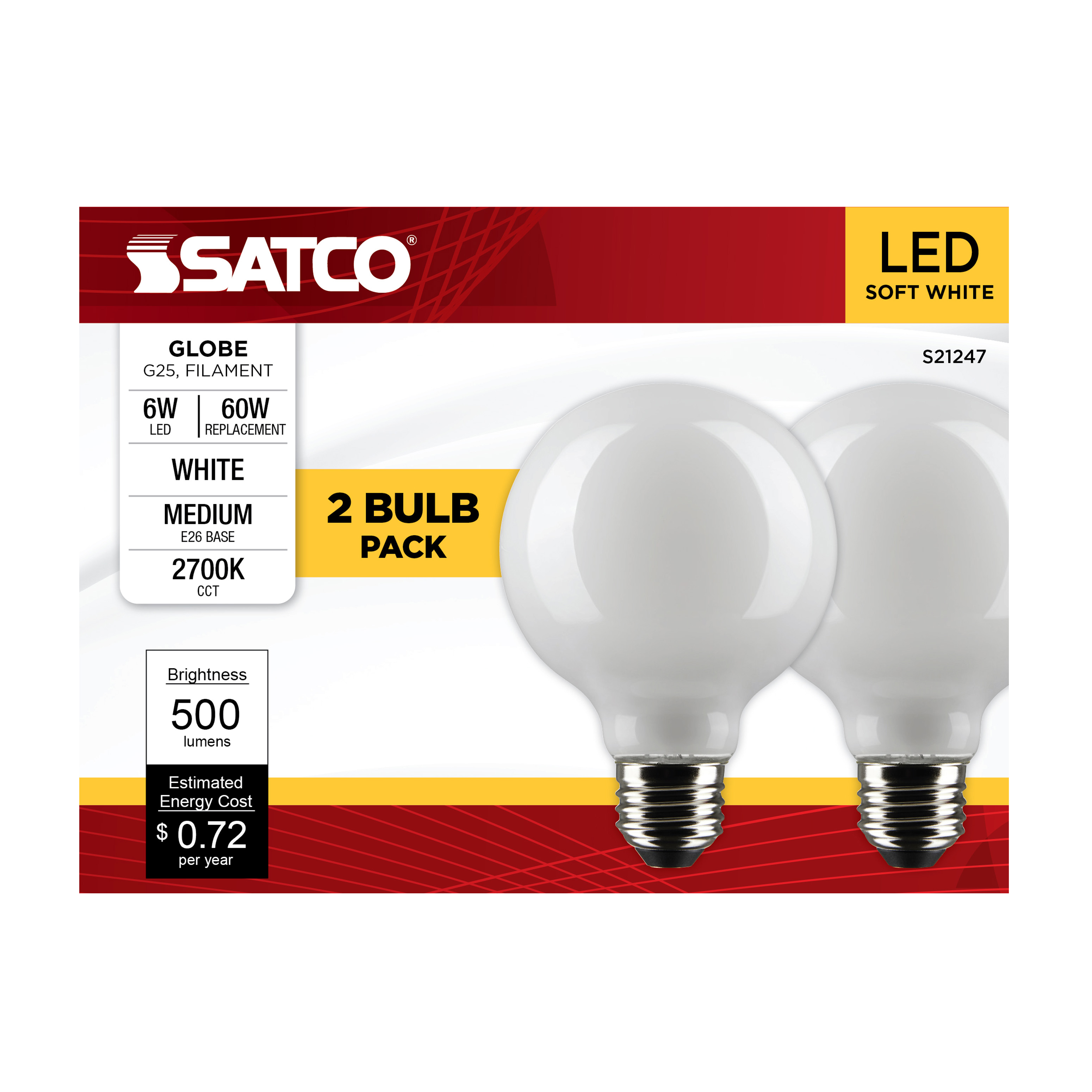 6G25/LED/WH/927/120V/2PK - S21247
