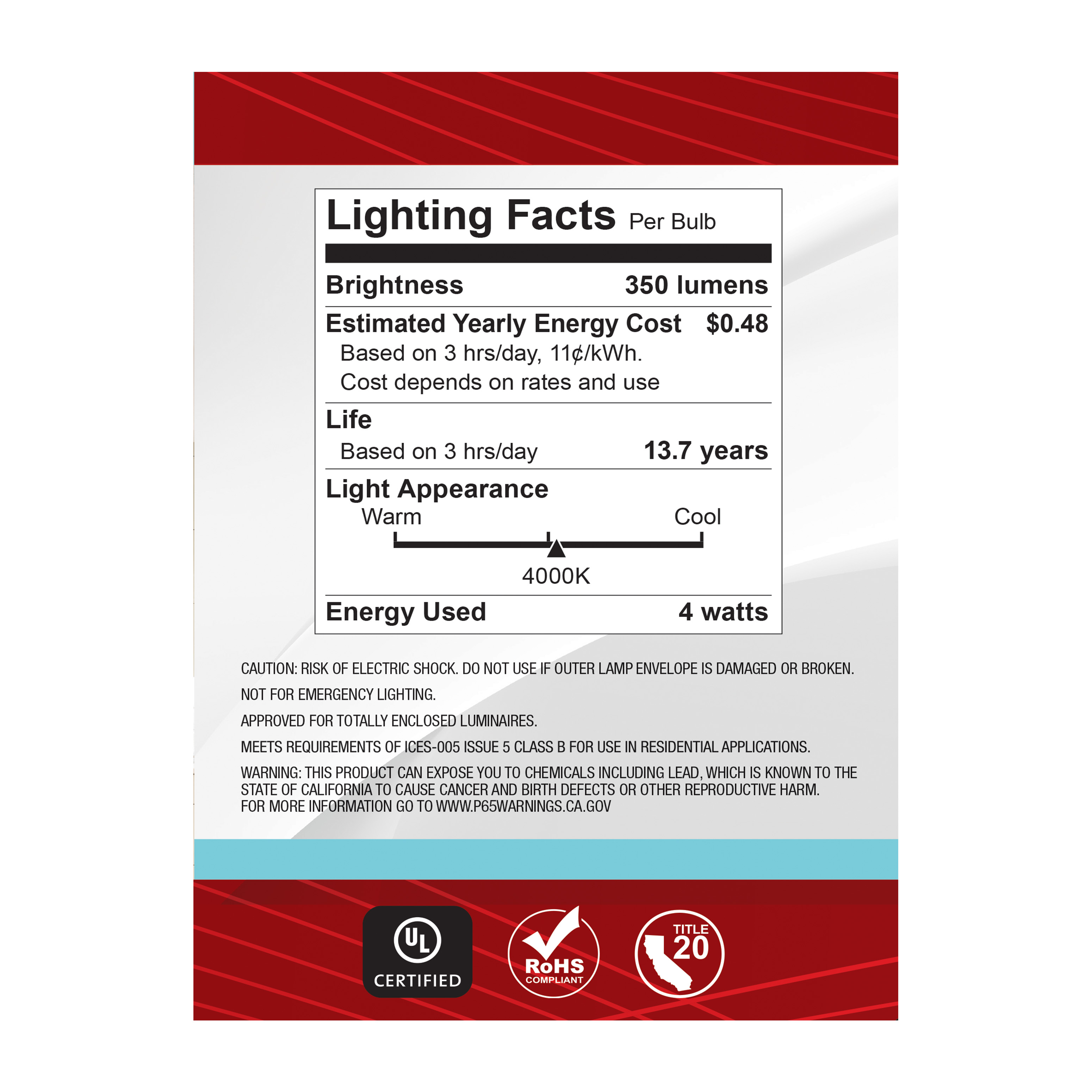4G40/CL/LED/E26/940/120V - S21249