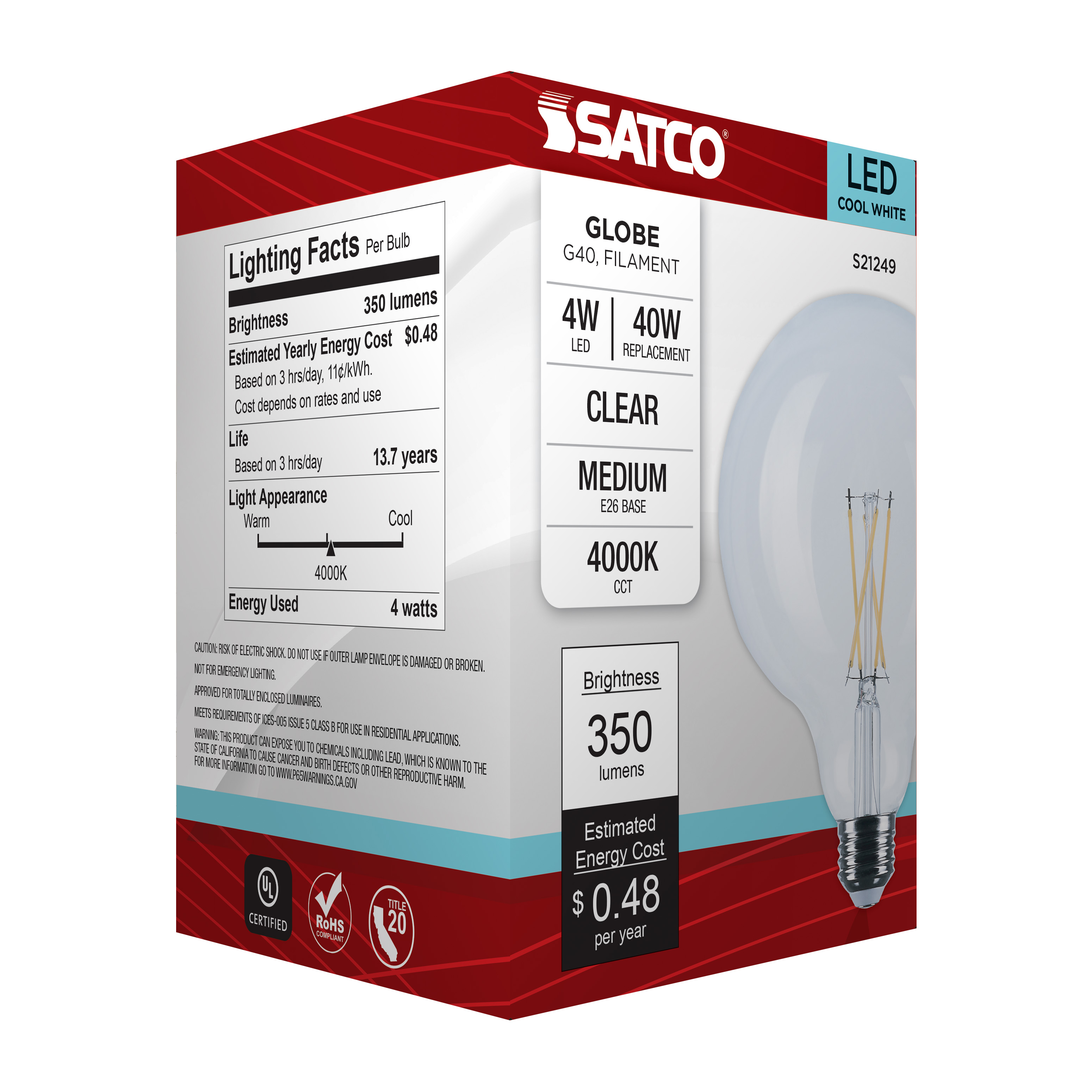 4G40/CL/LED/E26/940/120V - S21249