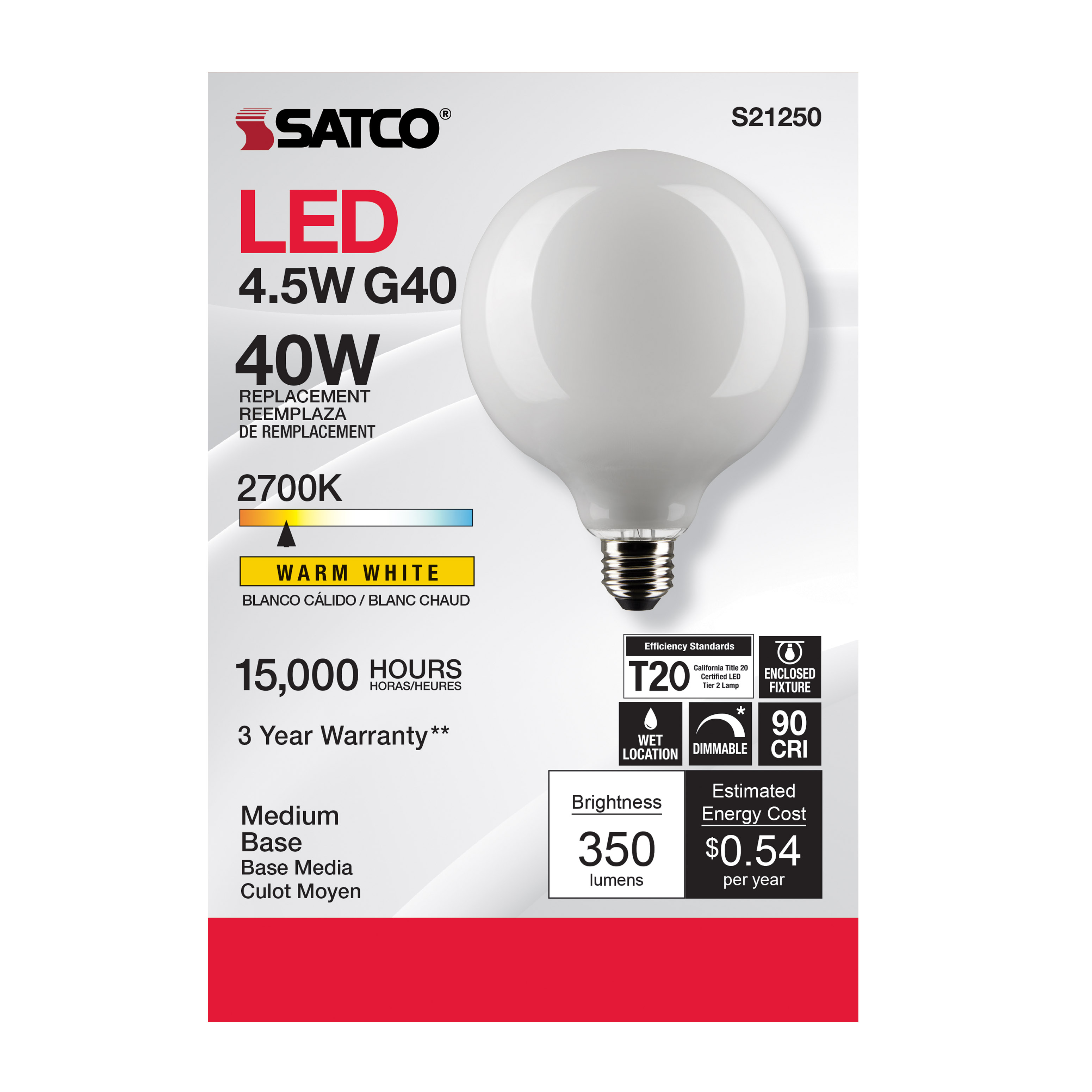 4.5G40/WH/LED/E26/927/120V - S21250