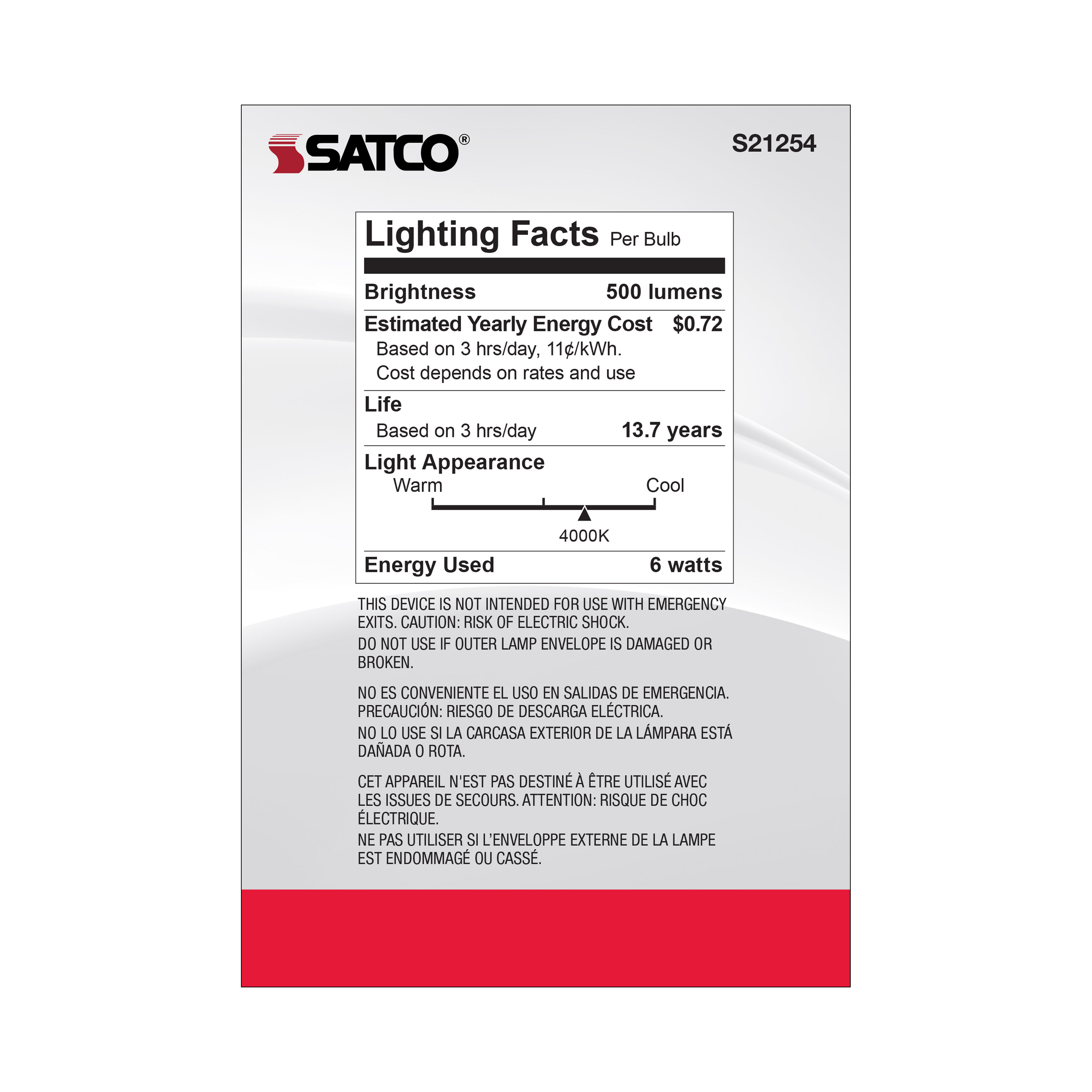 6G40/CL/LED/E26/940/120V - S21254