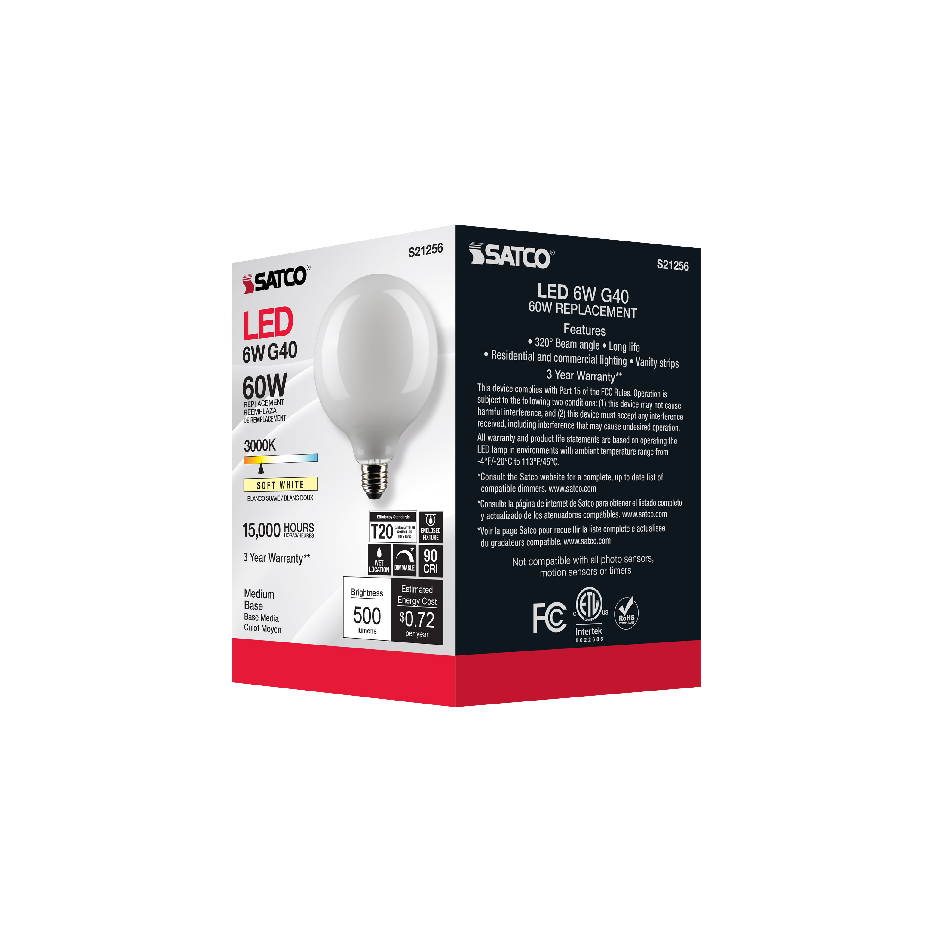 6G40/WH/LED/E26/930/120V - S21256