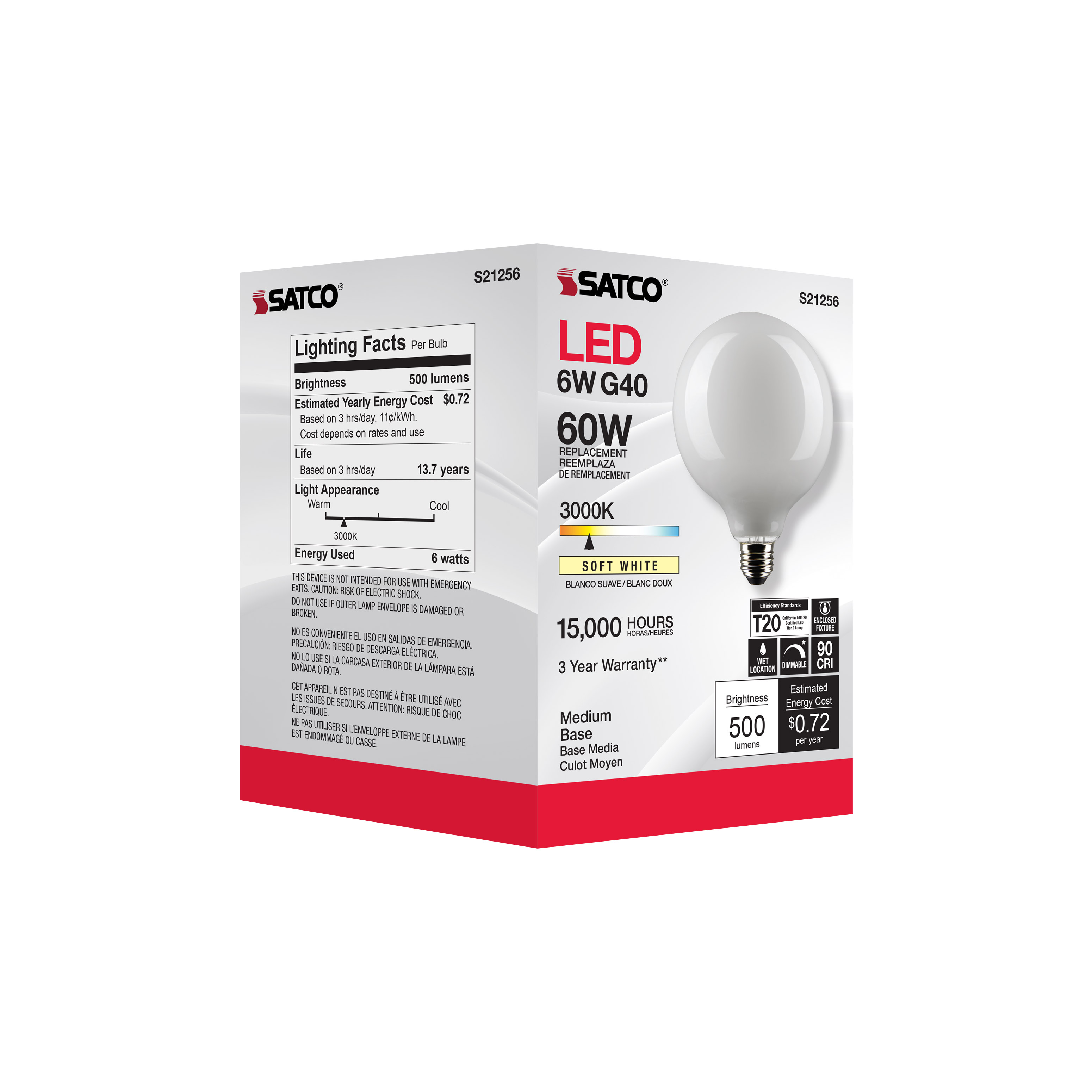 6G40/WH/LED/E26/930/120V - S21256