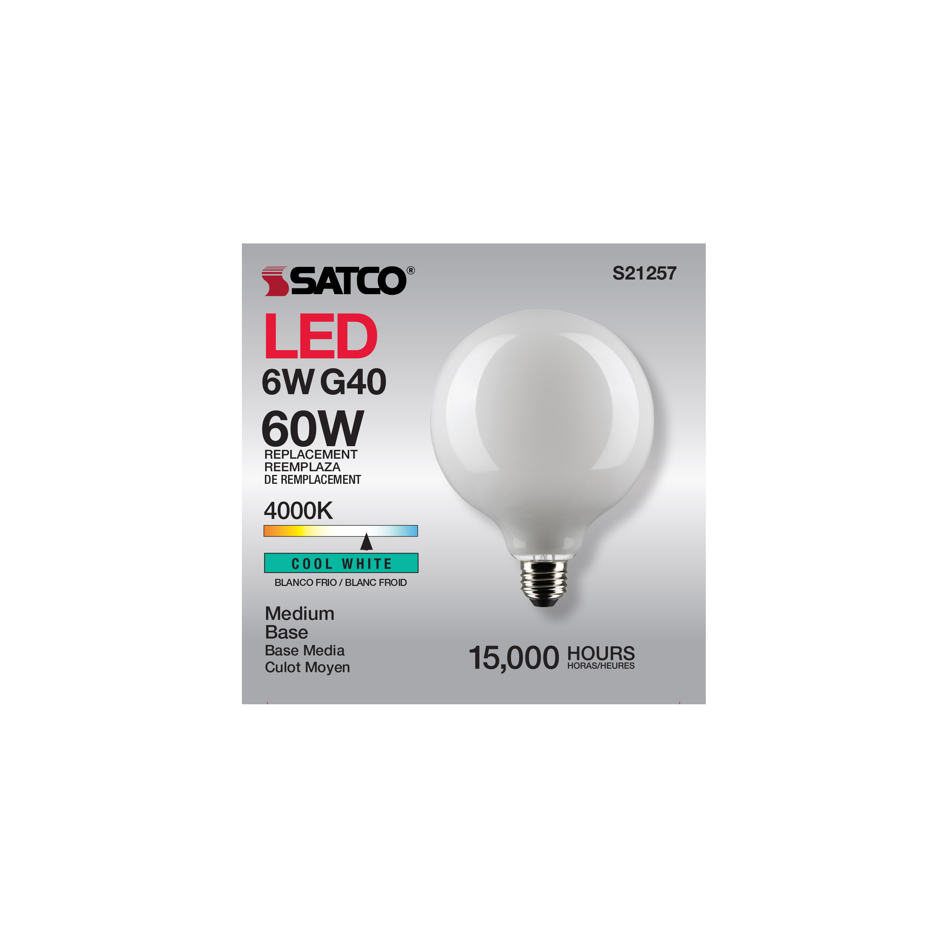 6G40/WH/LED/E26/940/120V - S21257