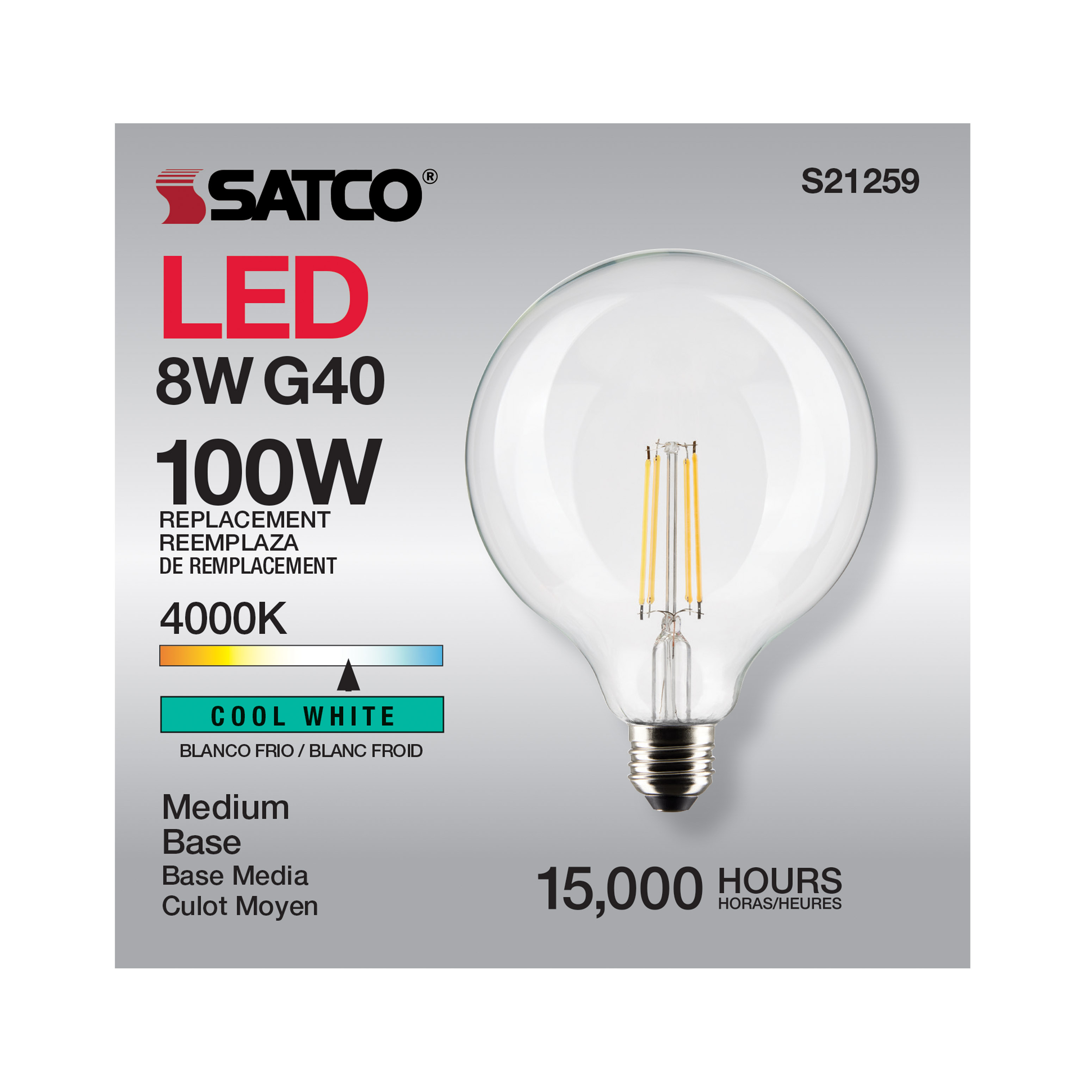 8G40/CL/LED/E26/940/120V - S21259