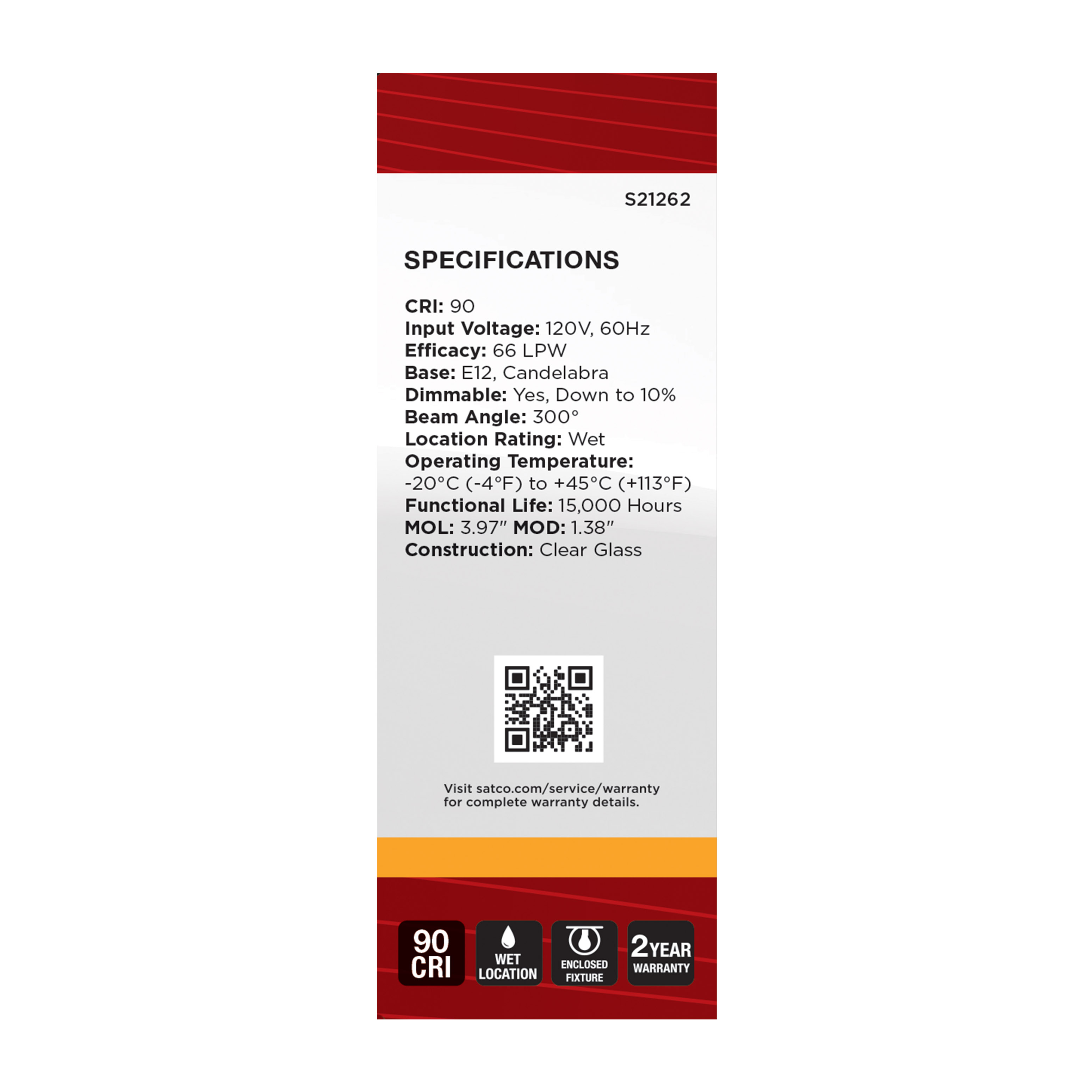 3B11/LED/927/CL/120V/E12 - S21262