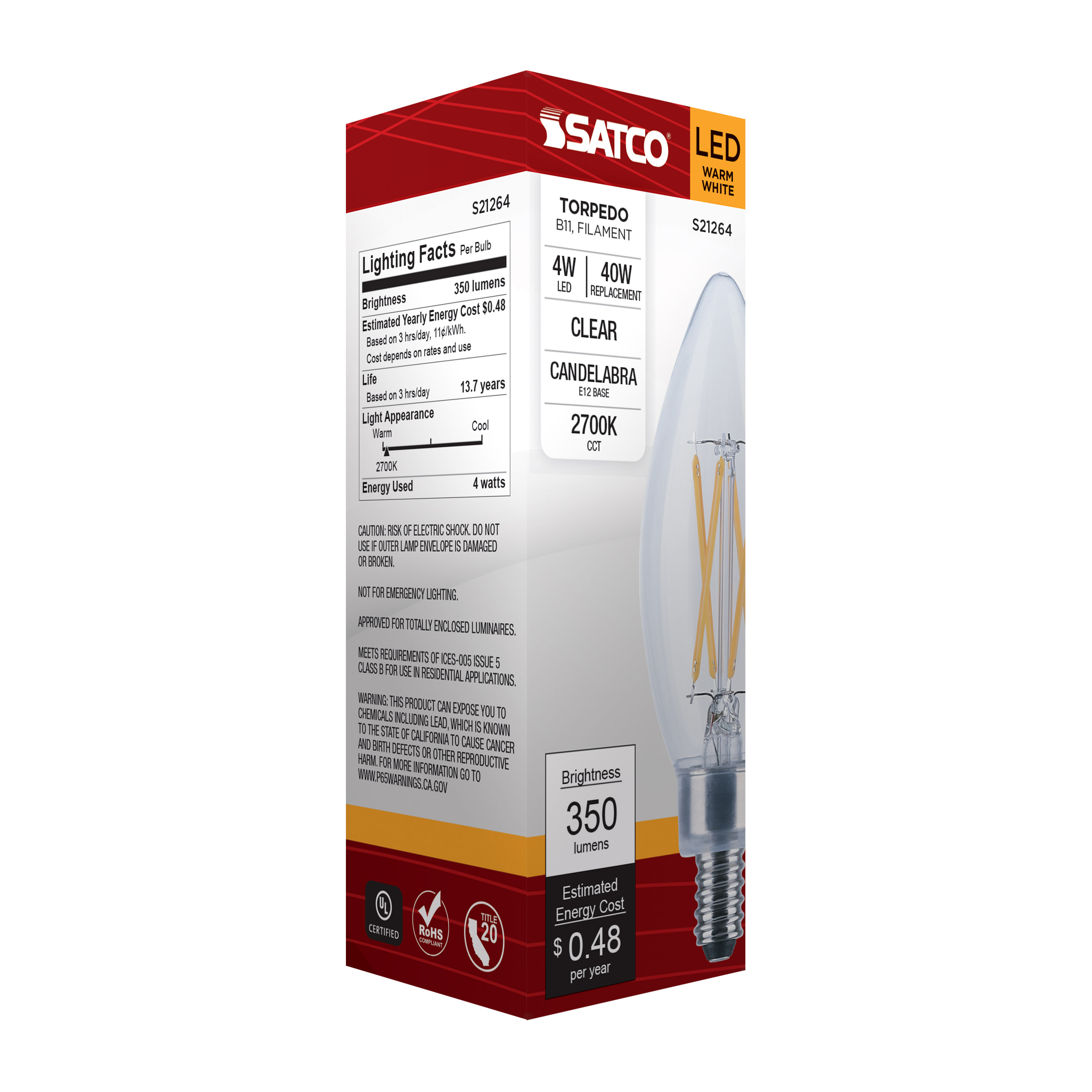 4B11/LED/927/CL/120V/E12 - S21264