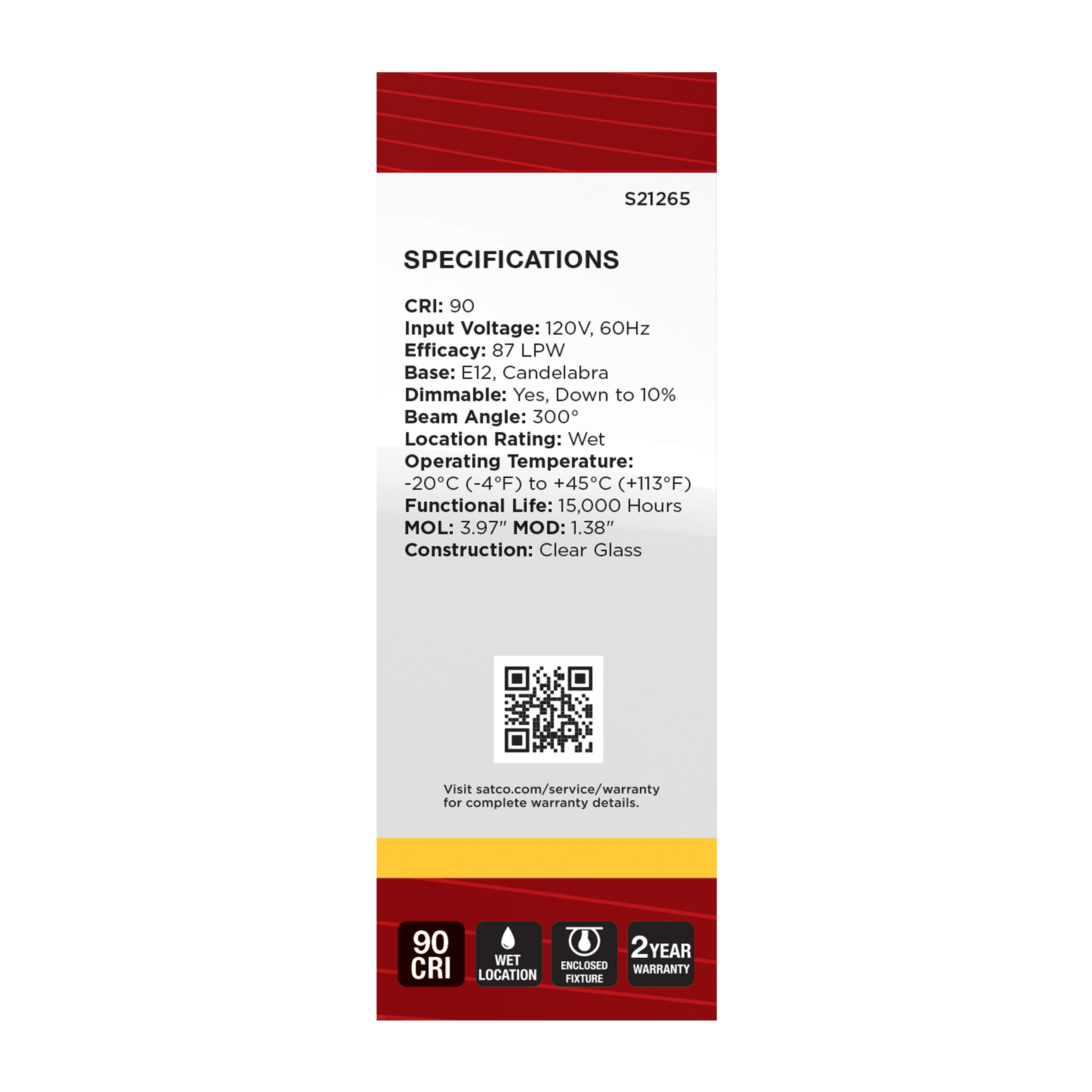 4B11/LED/930/CL/120V/E12 - S21265