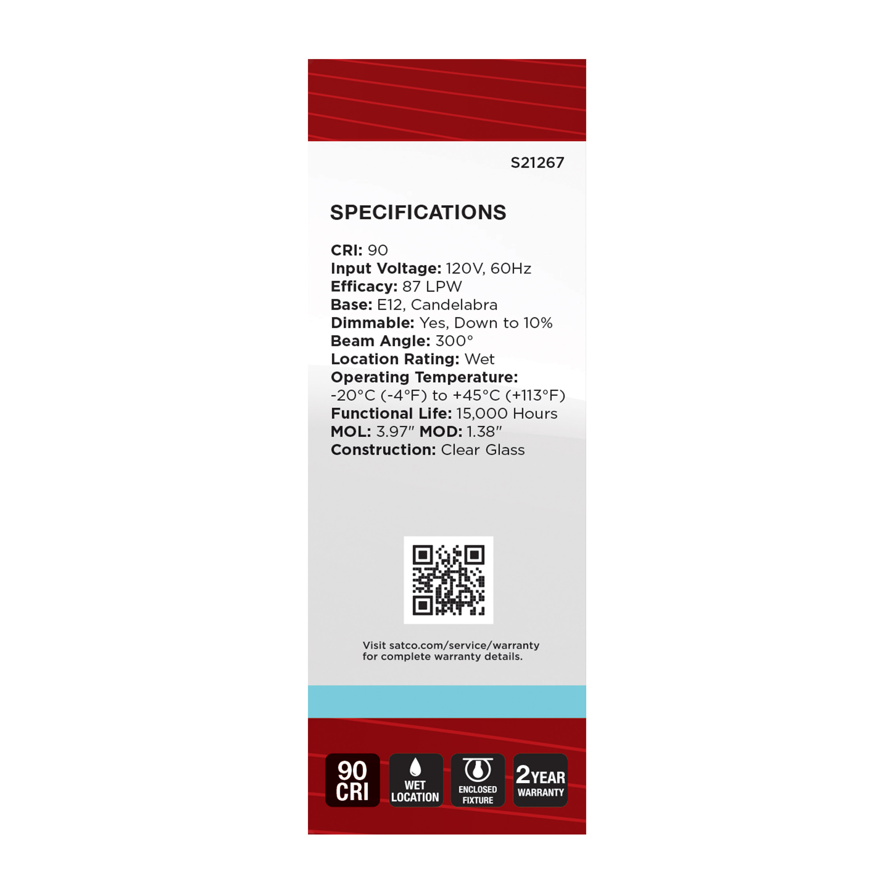 4B11/LED/940/CL/120V/E12 - S21267