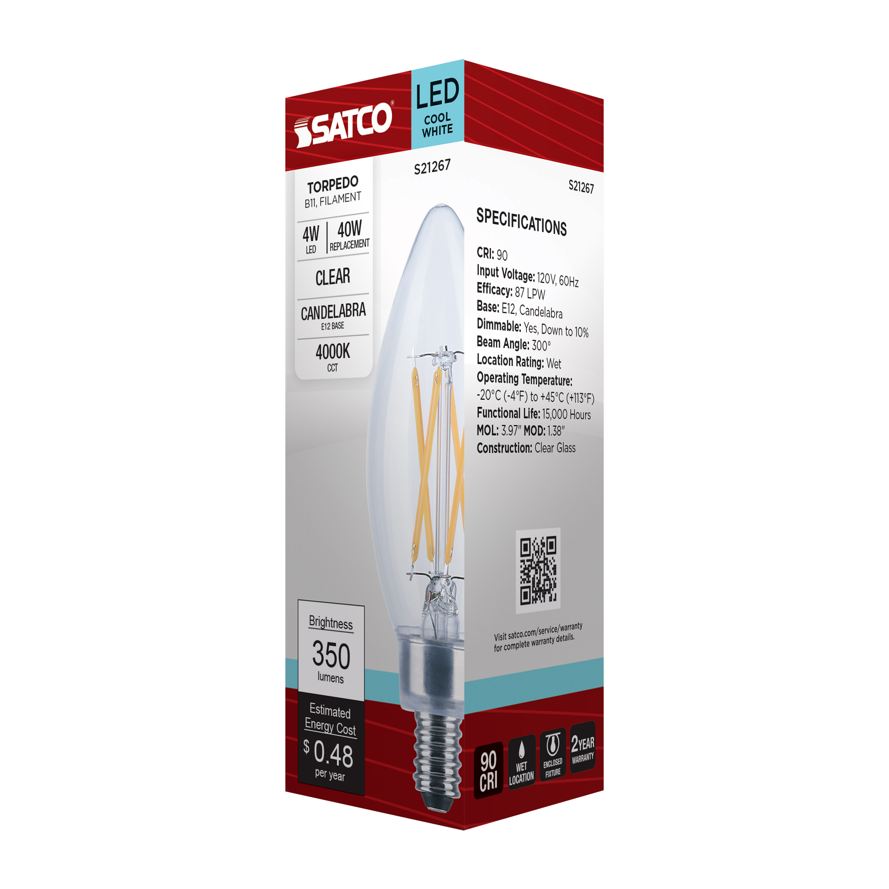 4B11/LED/940/CL/120V/E12 - S21267