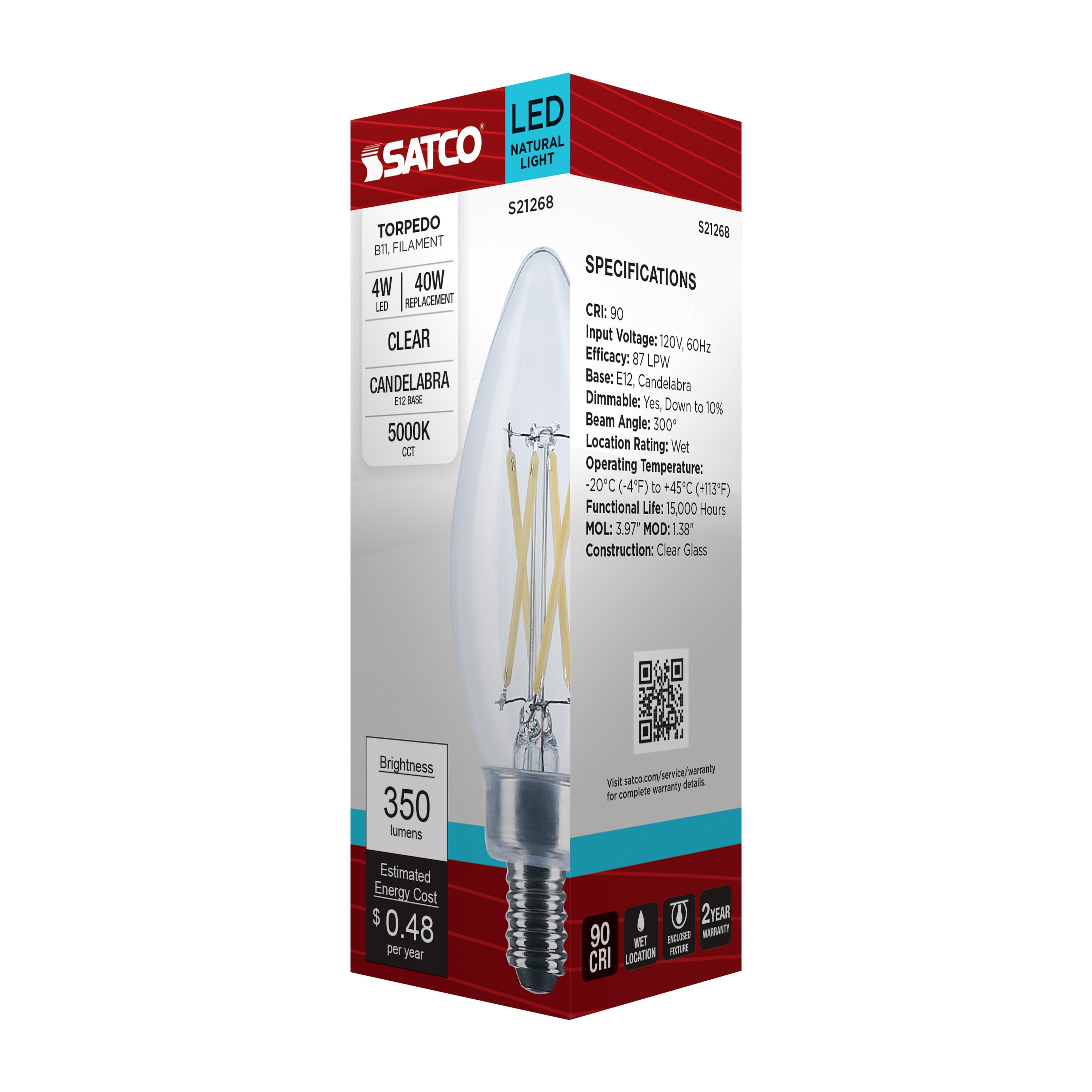 4B11/LED/950/CL/120V/E12 - S21268