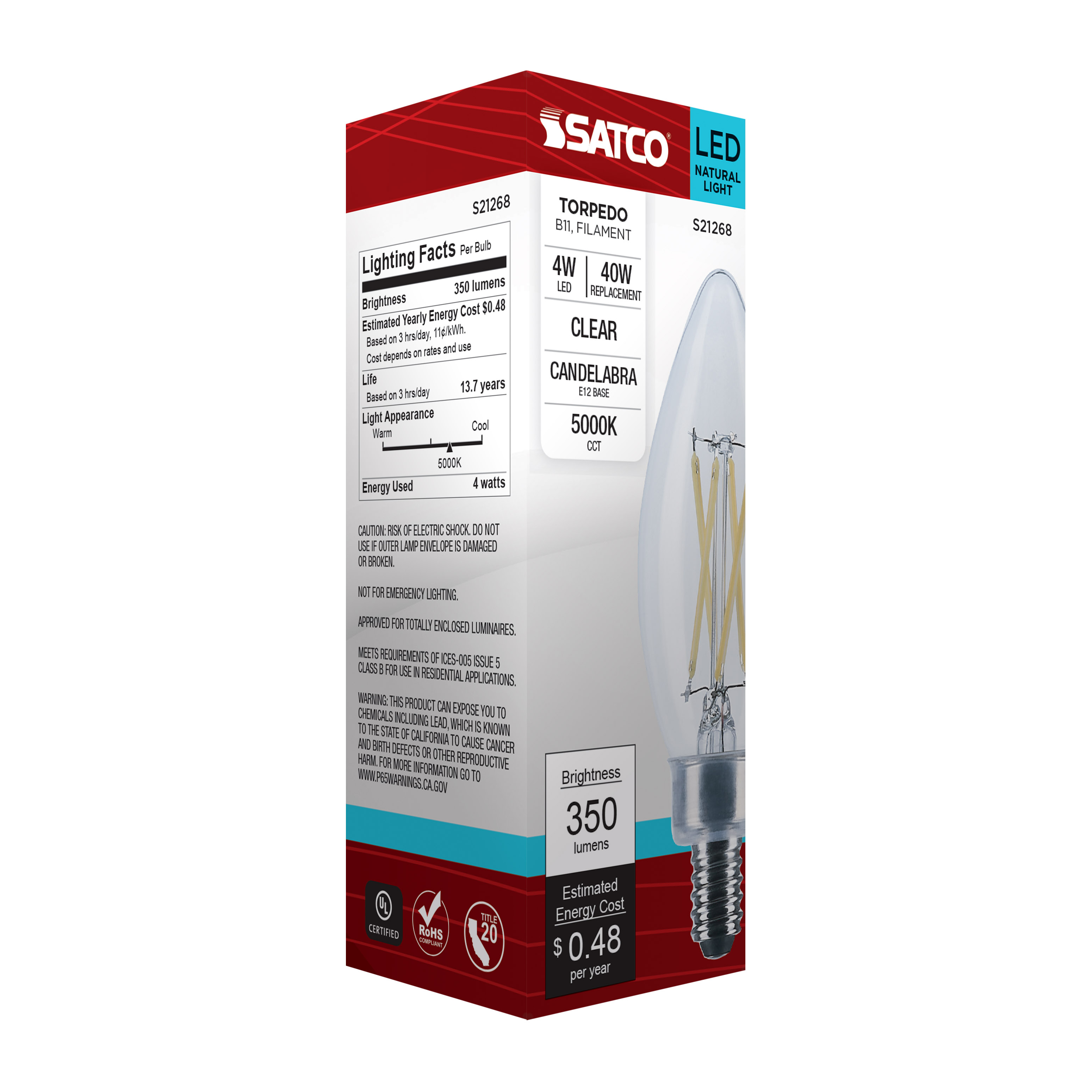 4B11/LED/950/CL/120V/E12 - S21268