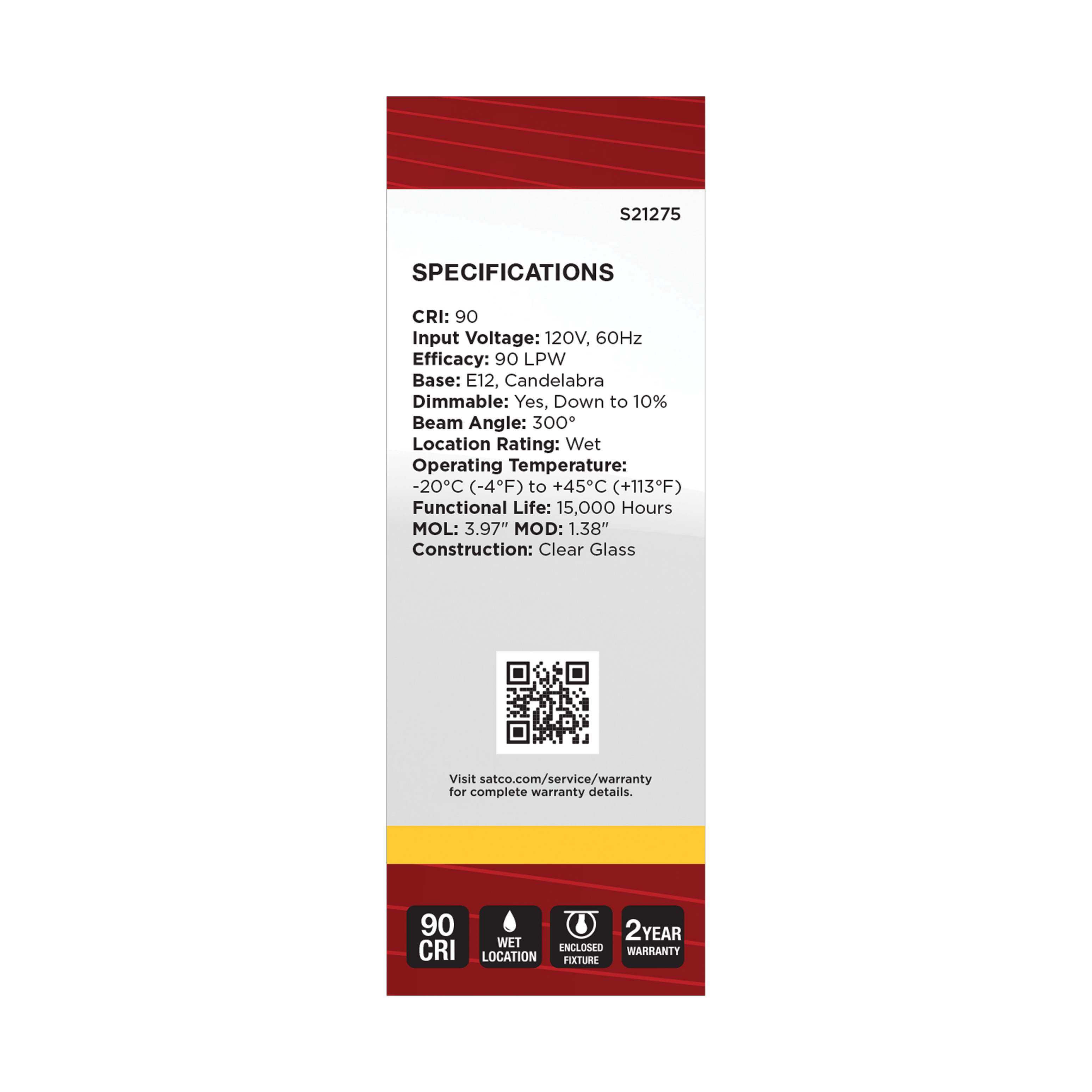 5.5B11/LED/935/CL/120V/E12 - S21275