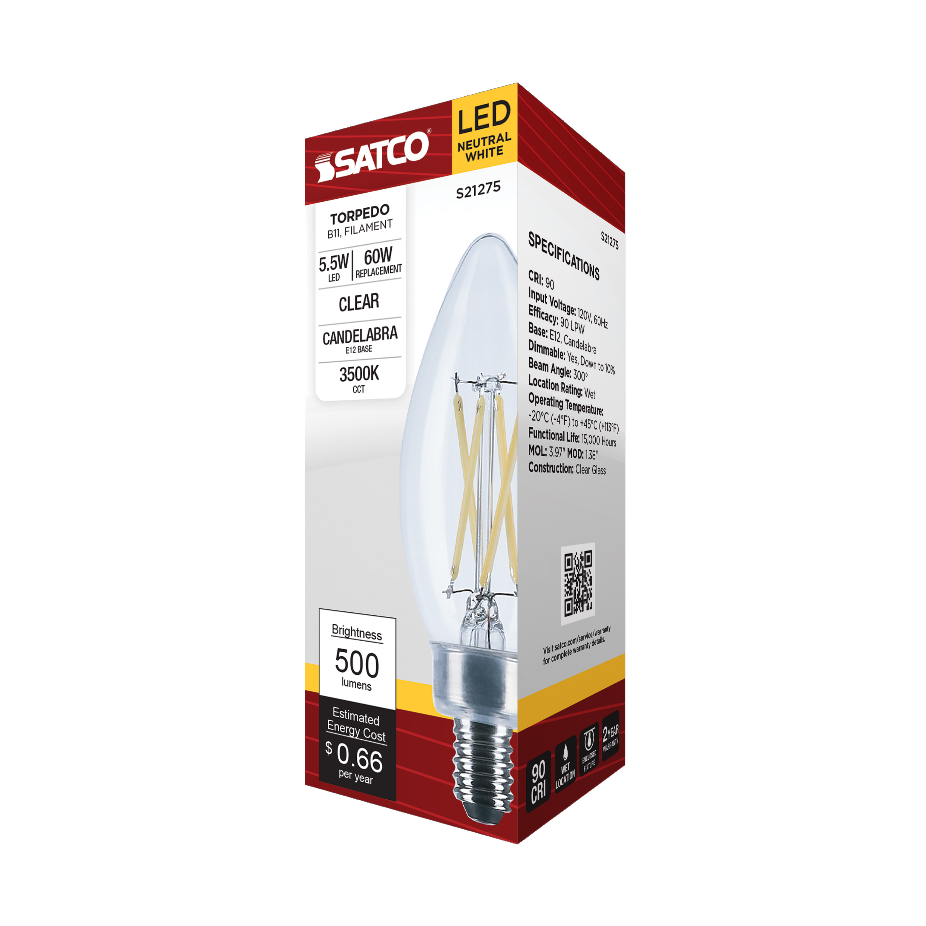 5.5B11/LED/935/CL/120V/E12 - S21275