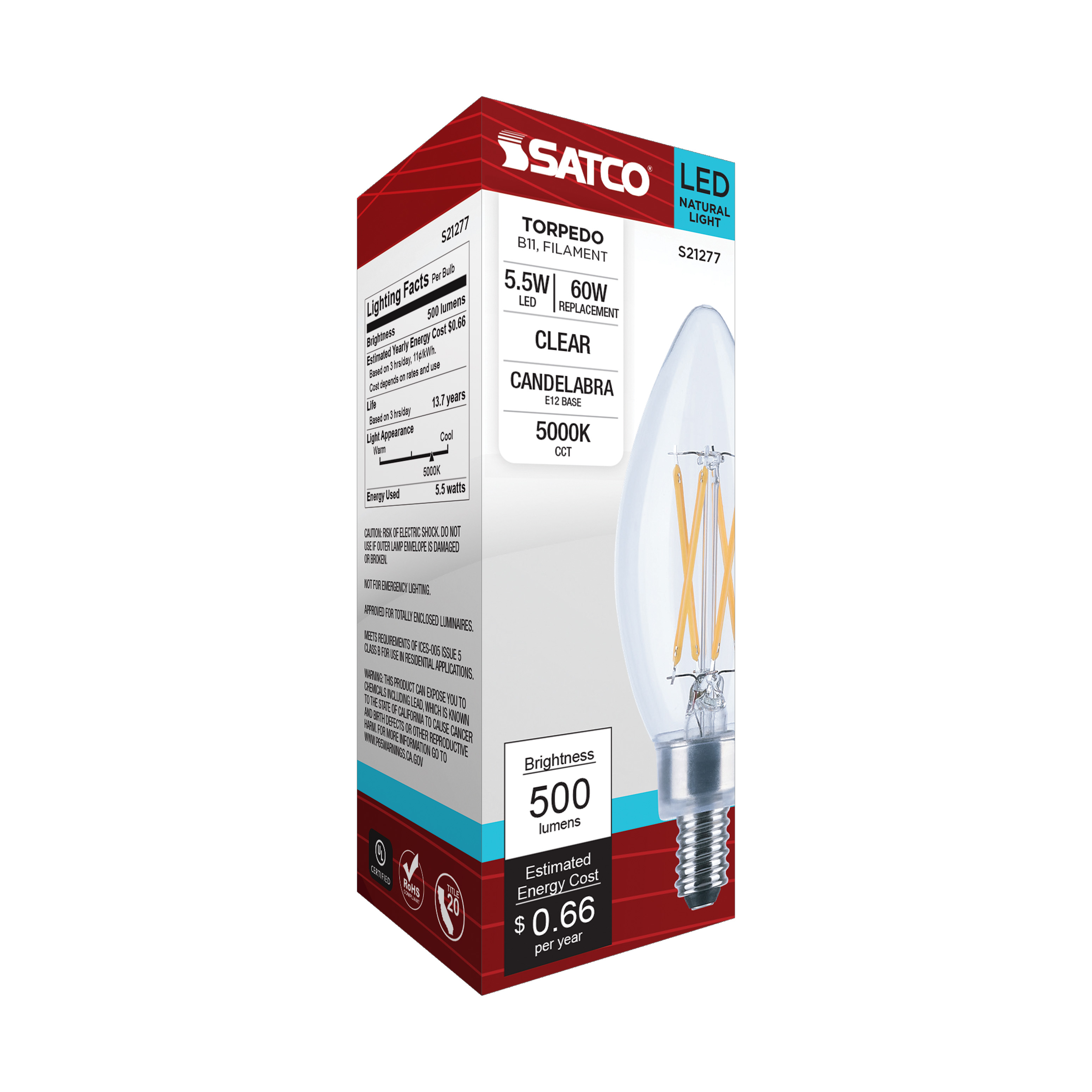 5.5B11/LED/950/CL/120V/E12 - S21277