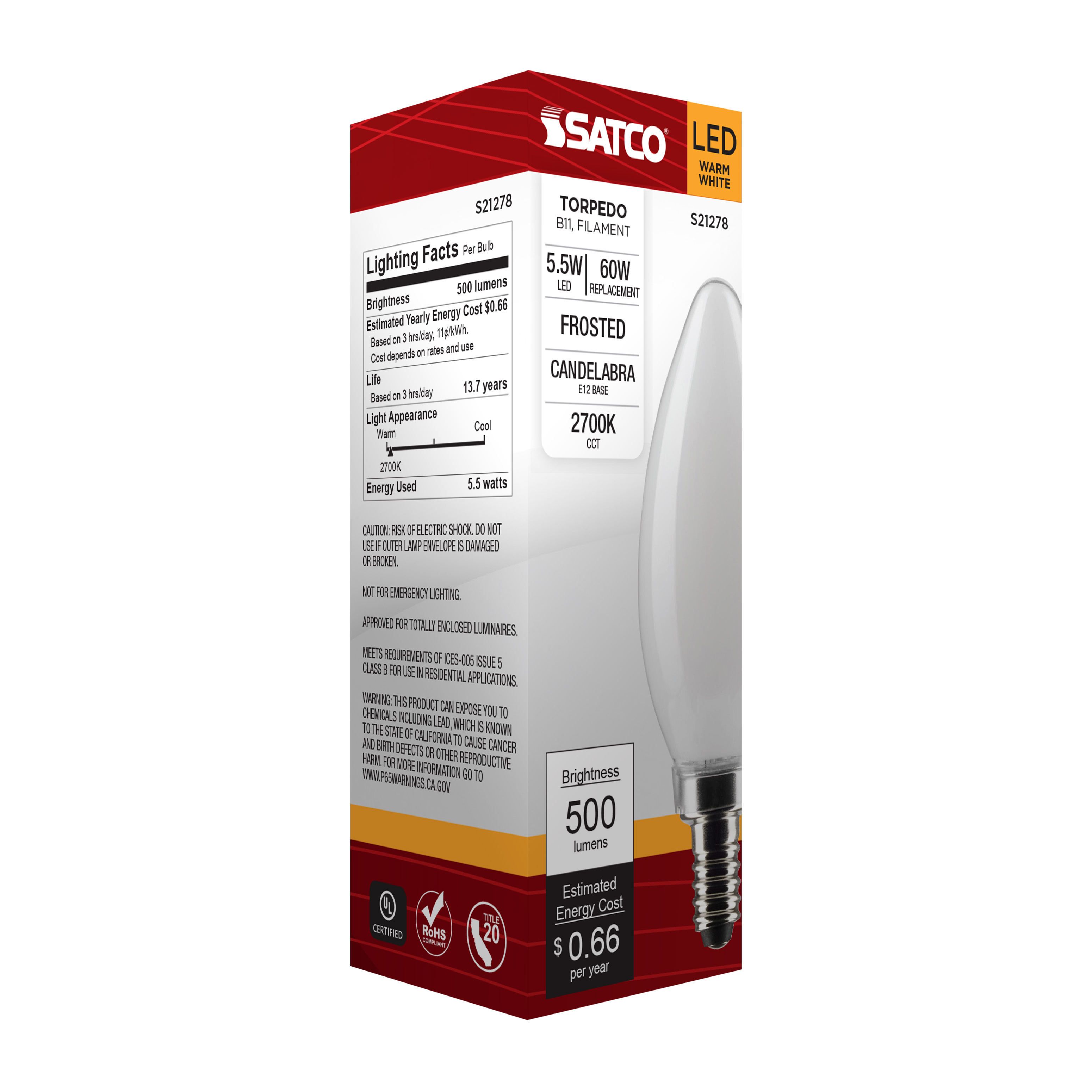 S21278 5.5B11/LED/927/FR/120V/E12