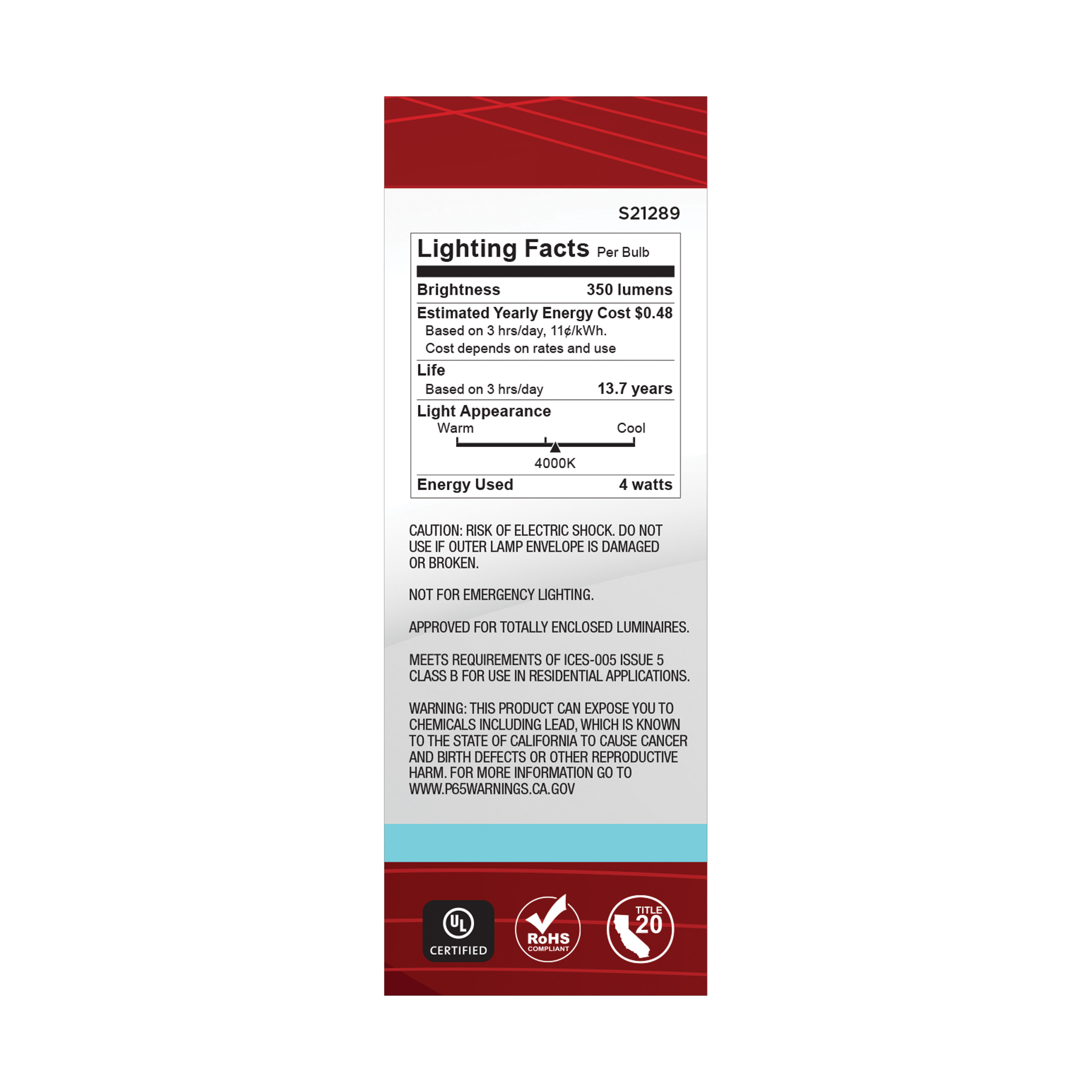 4B11/LED/940/FR/120V/E26 - S21289