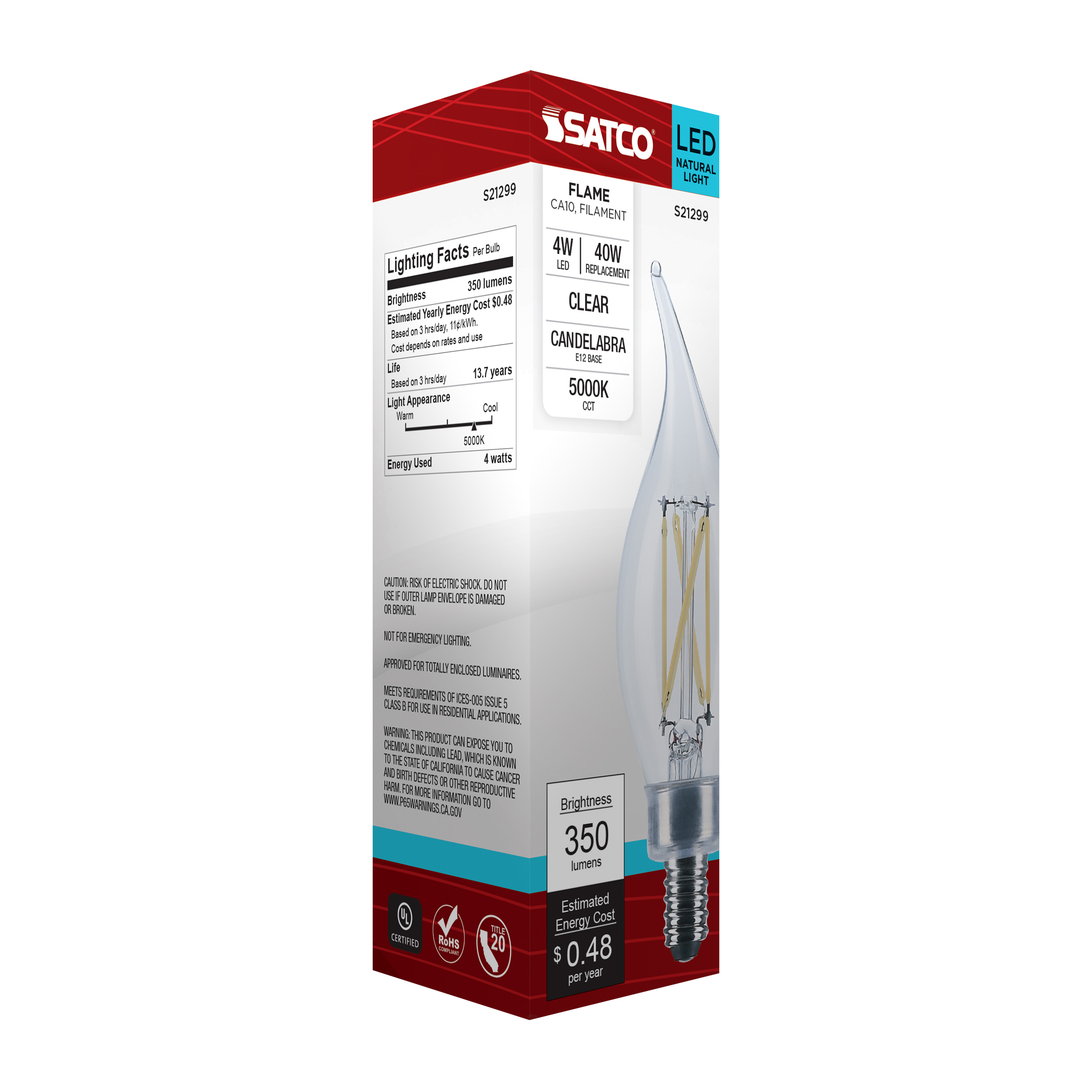 4CA10/LED/950/CL/120V/E12 - S21299