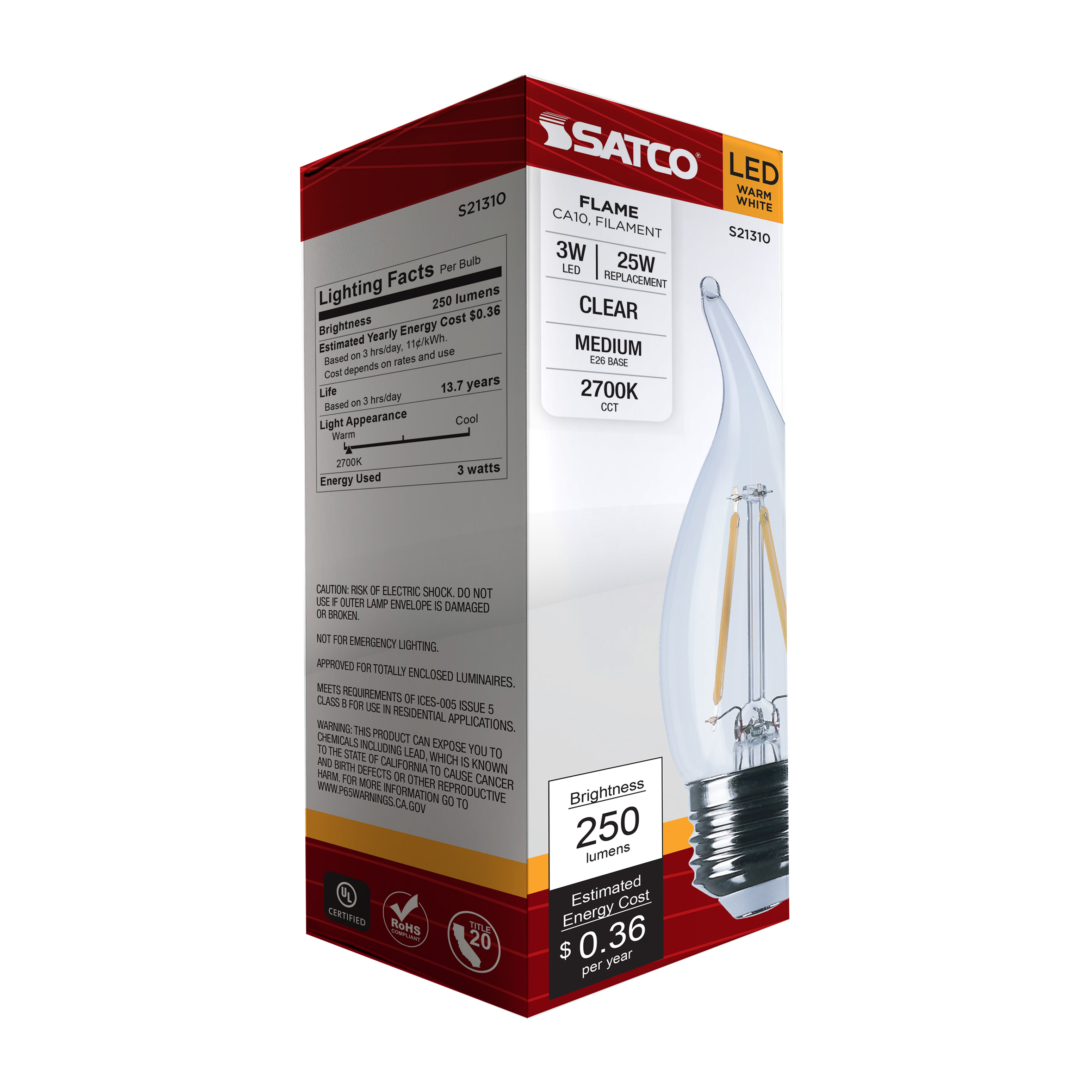 3CA10/LED/927/CL/120V/E26 - S21310