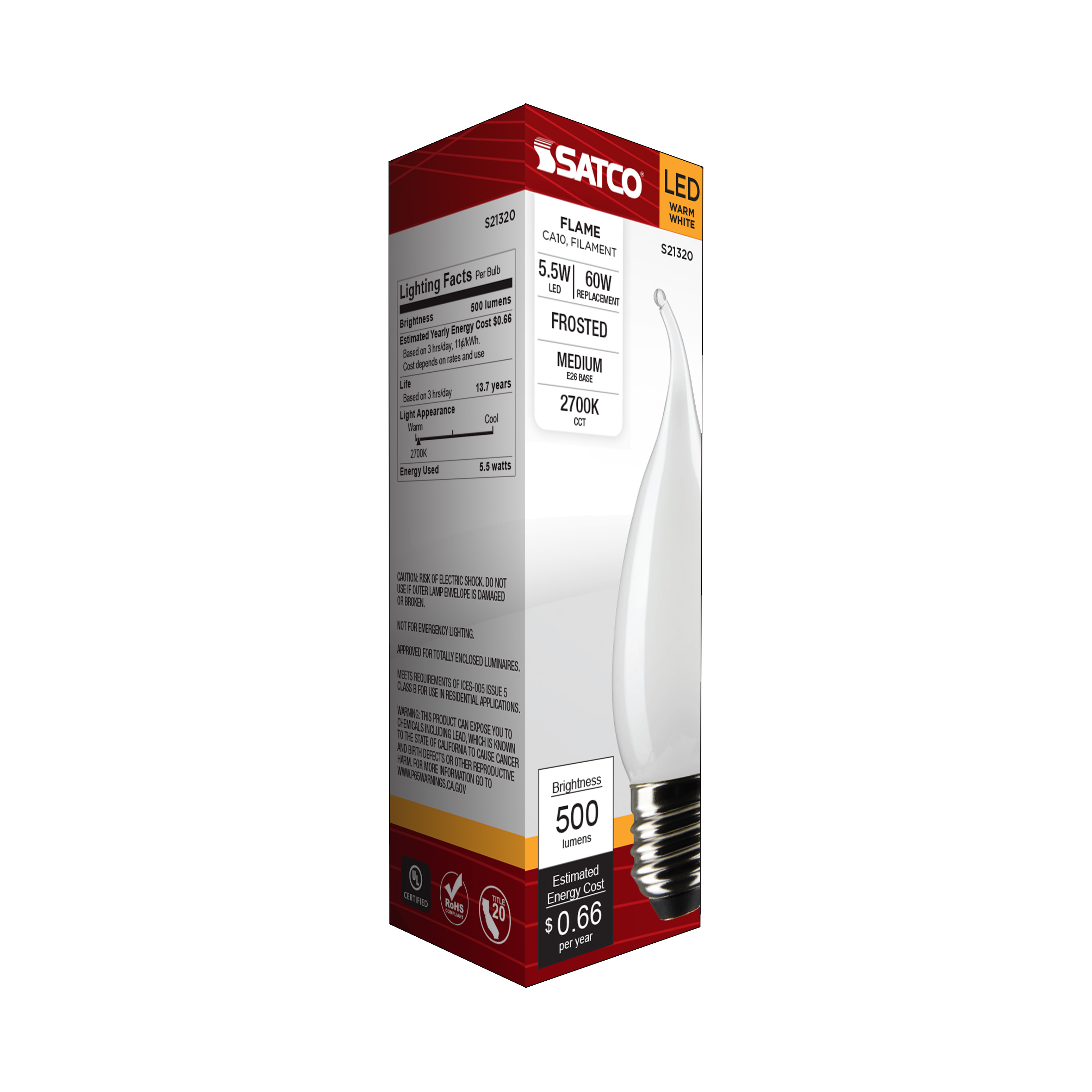 5.5CA10/LED/927/FR/120V/E26 - S21320