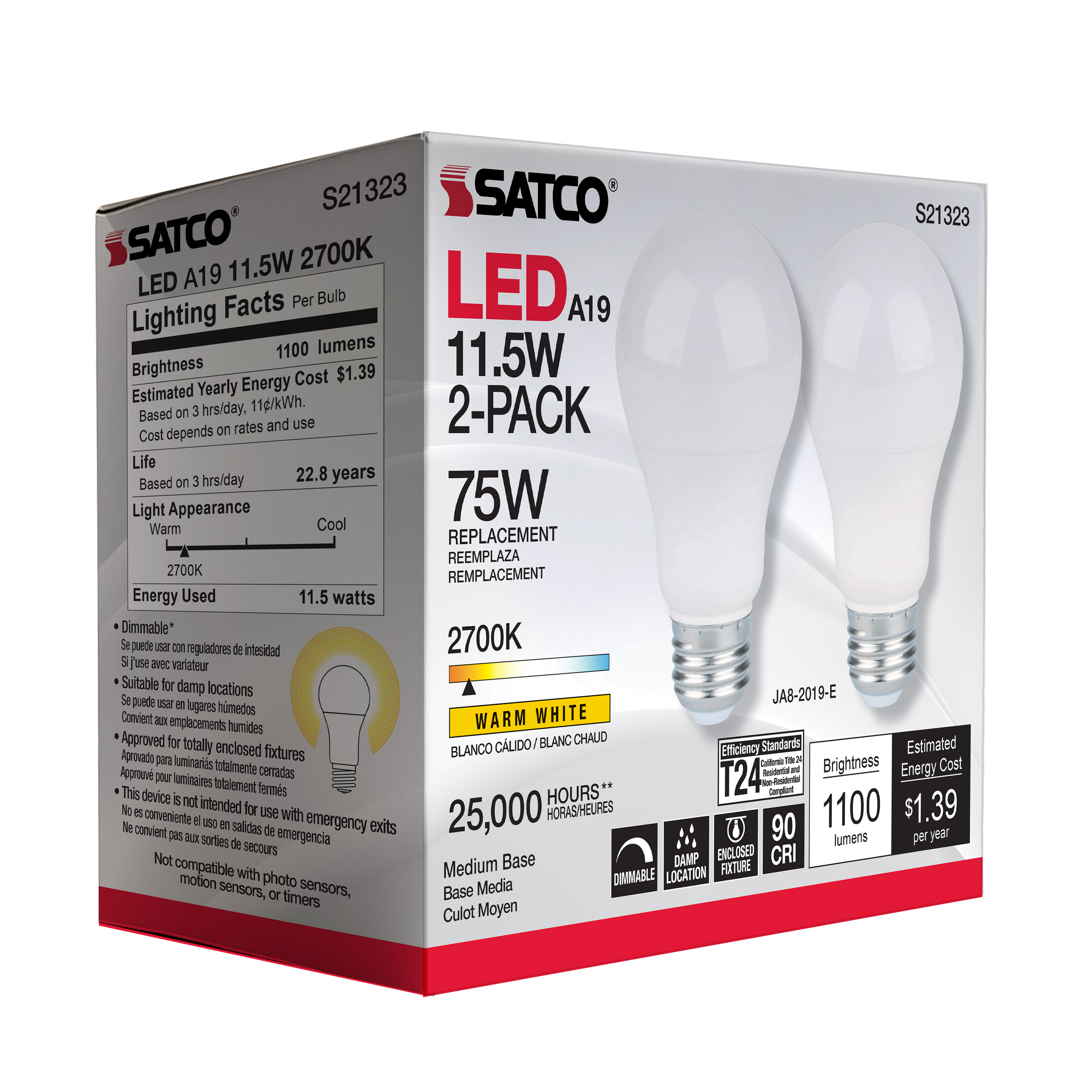 11.5A19LED/927/120V/2PK - S21323