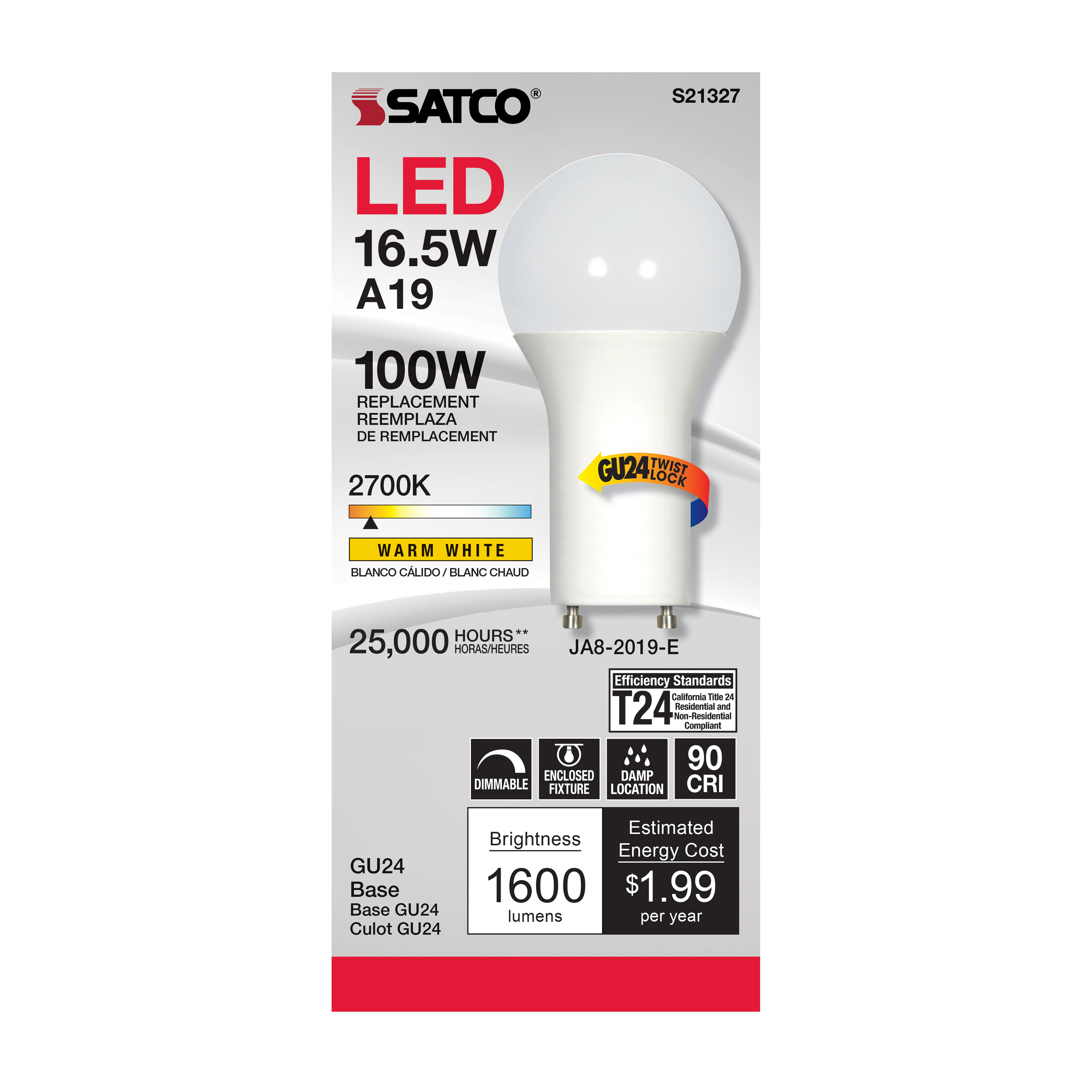 16.5A19LED/927/GU24/120V - S21327