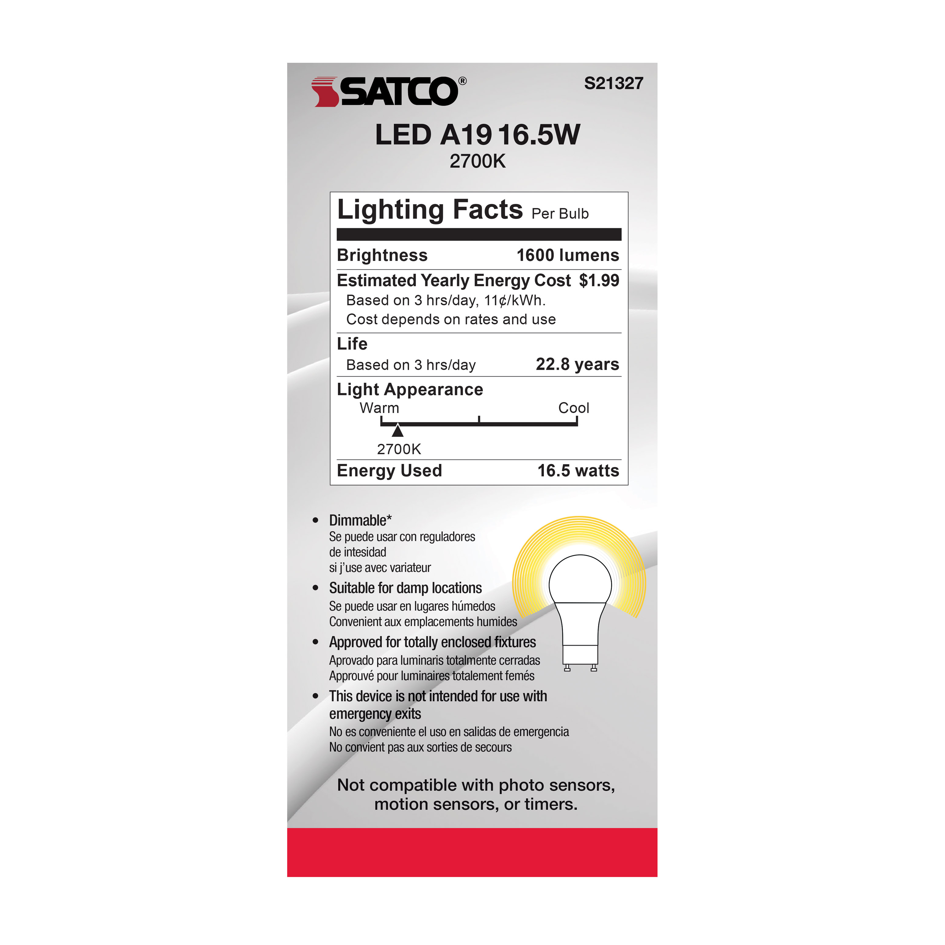 16.5A19LED/927/GU24/120V - S21327