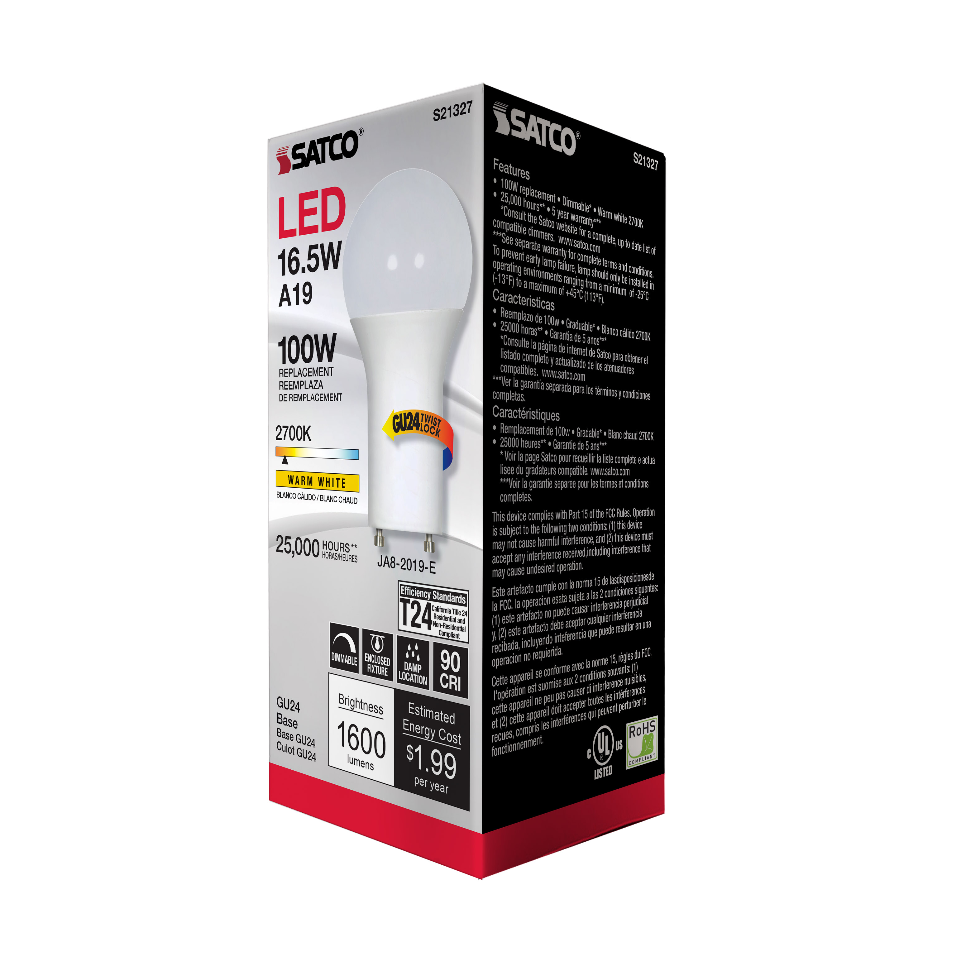 16.5A19LED/927/GU24/120V - S21327