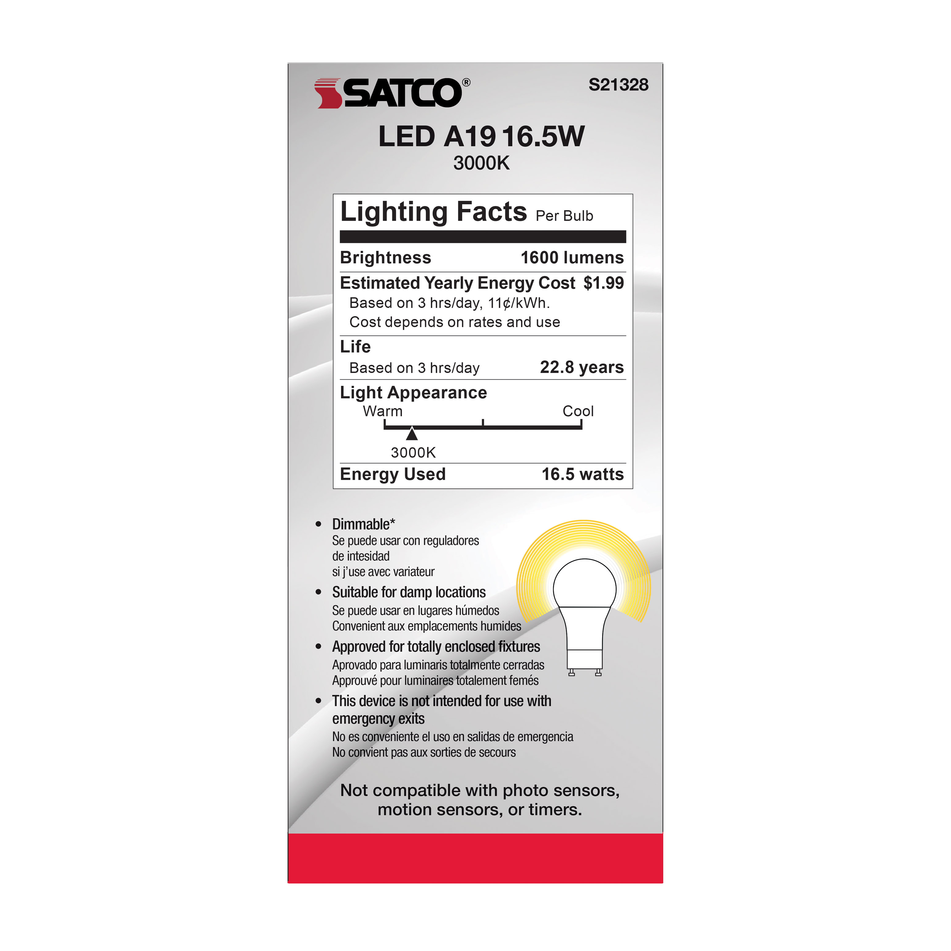 16.5A19LED/930/GU24/120V - S21328