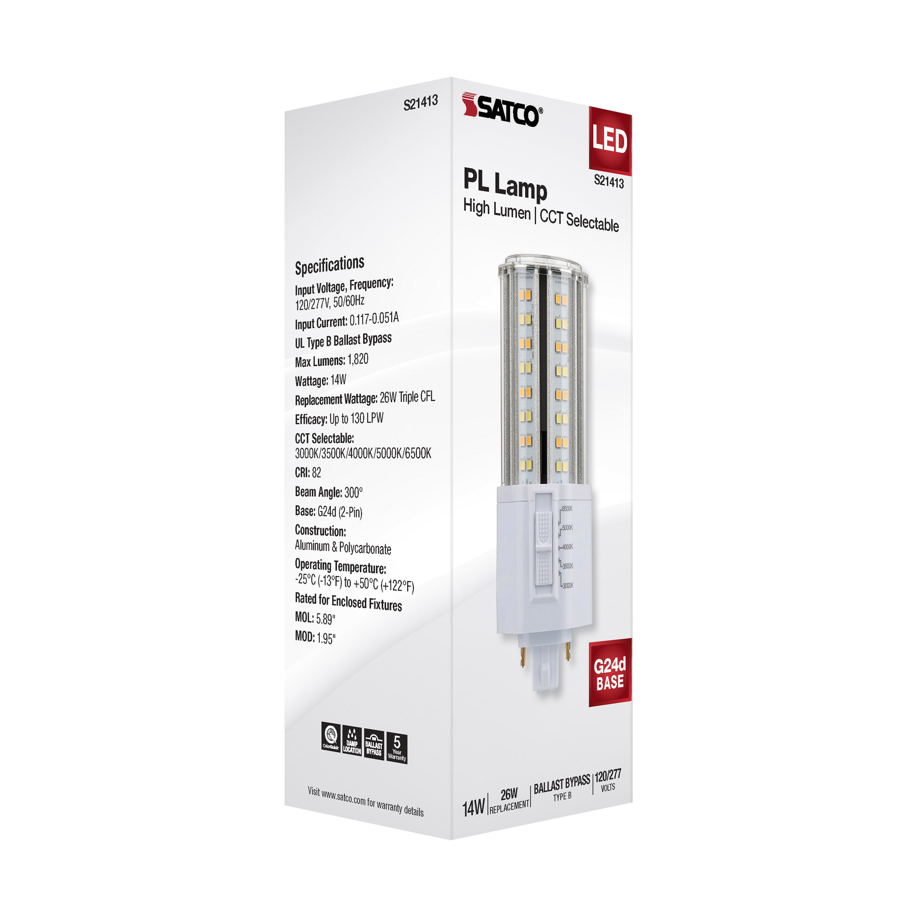 14W/PL/LED/HL/5CCT/G24 - S21413