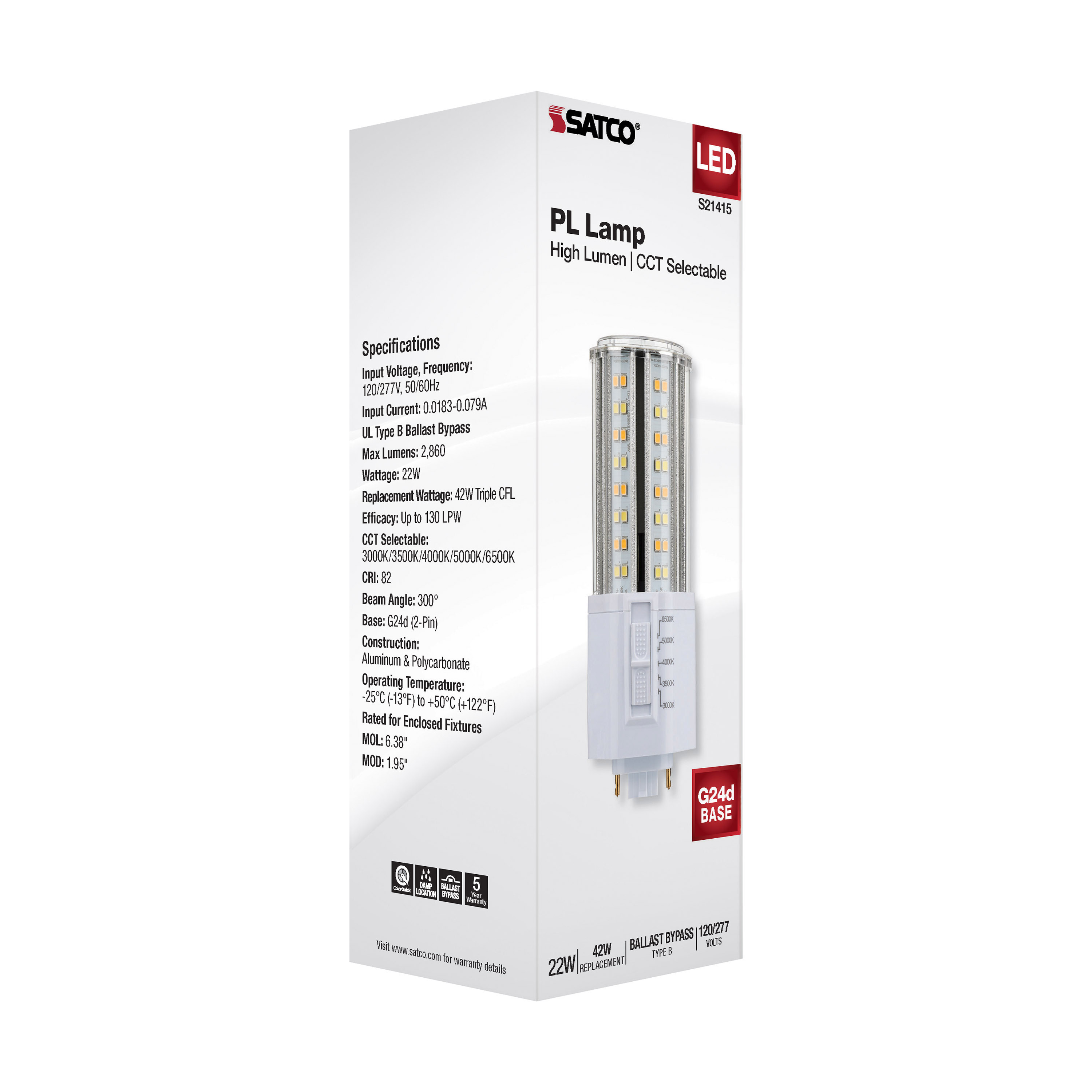 22W/PL/LED/HL/5CCT/G24 - S21415