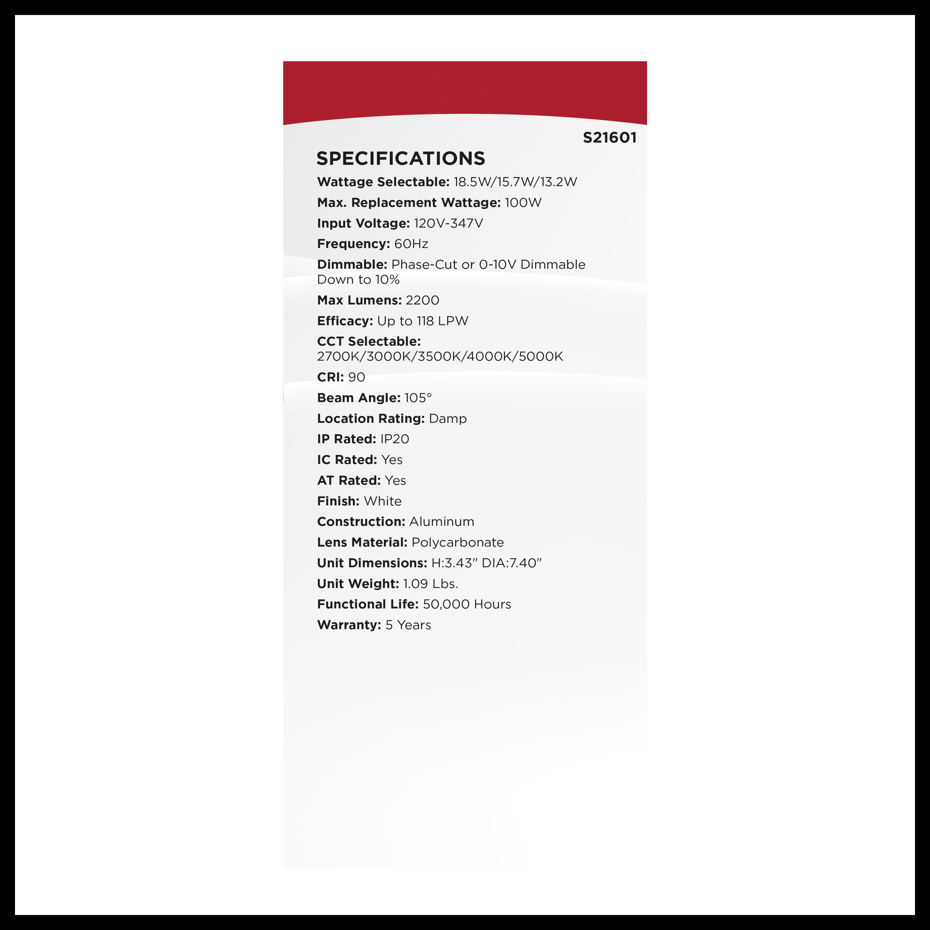 18.5W/CDL/6/120-347/FS/RND/DD - S21601