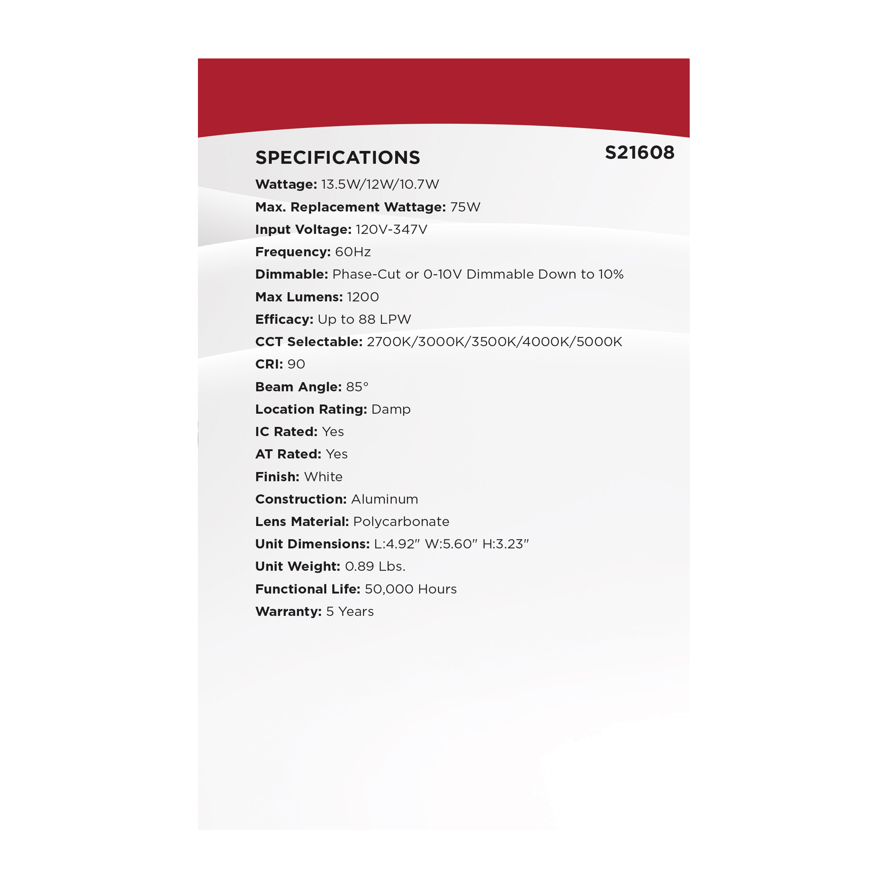 13.5W/CDL/4/120-347/FS/SQ/DD - S21608