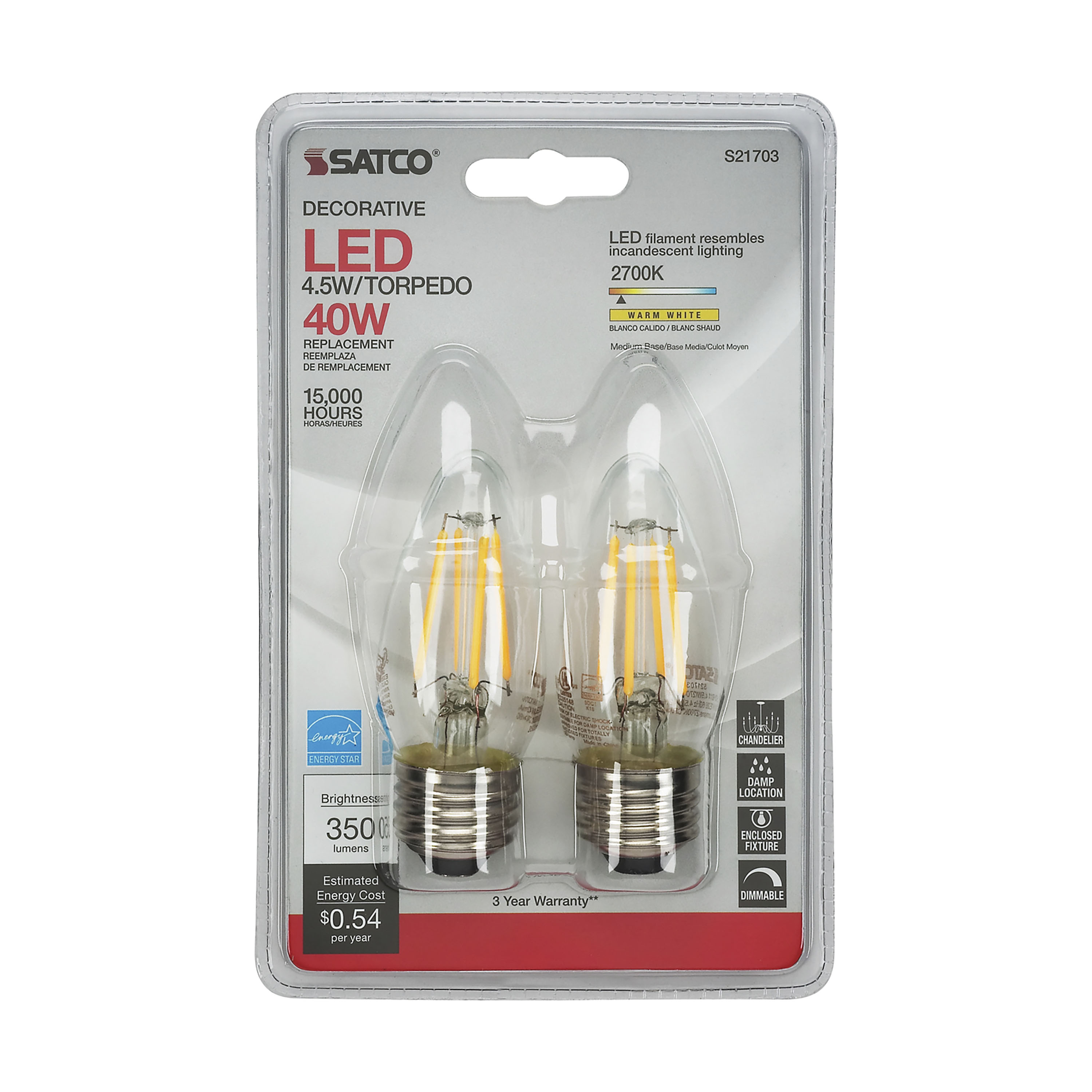 4.5W ETC/LED/27K/CL/120V/2CD - S21703