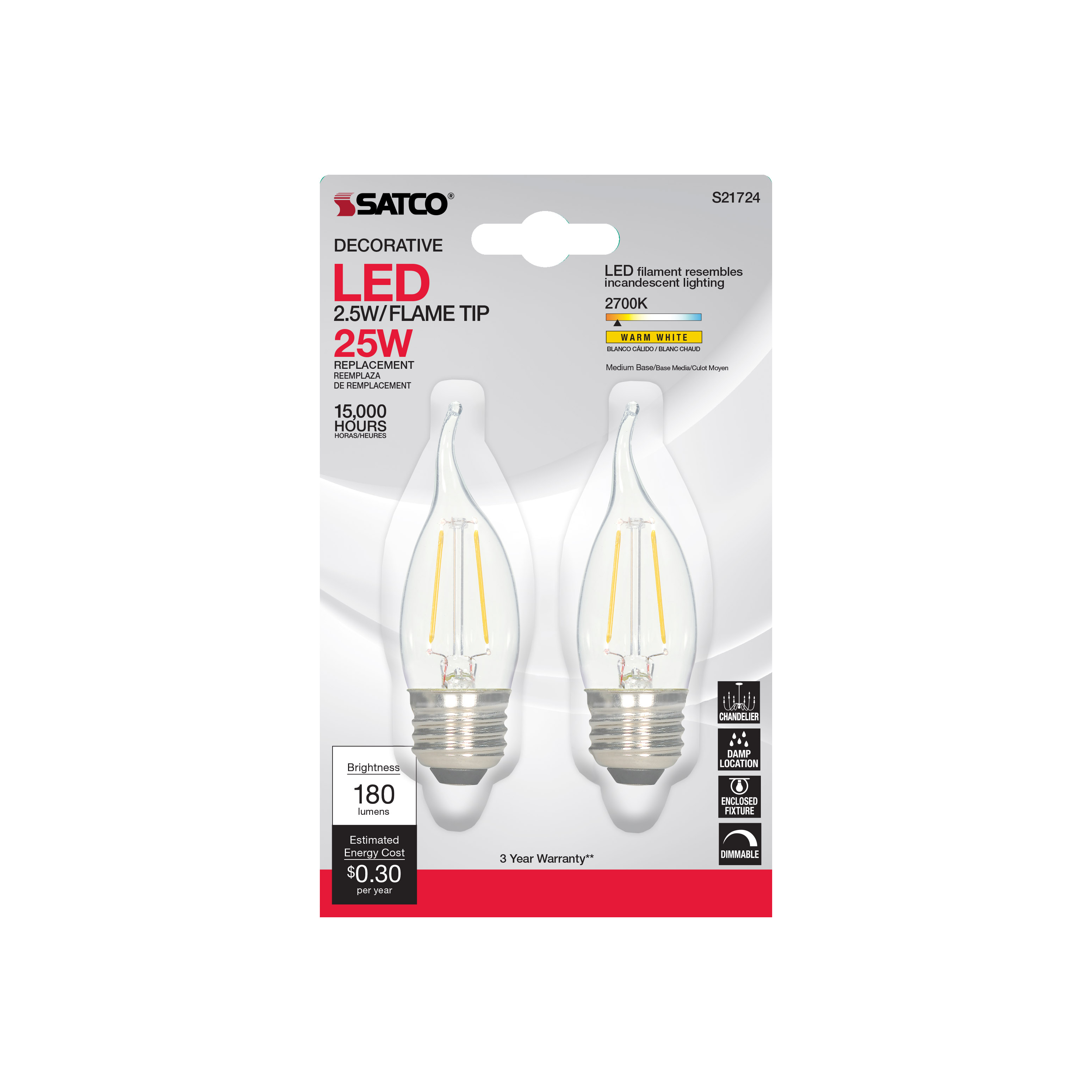 2.5W EFC/LED/27K/CL/120V/2CD - S21724