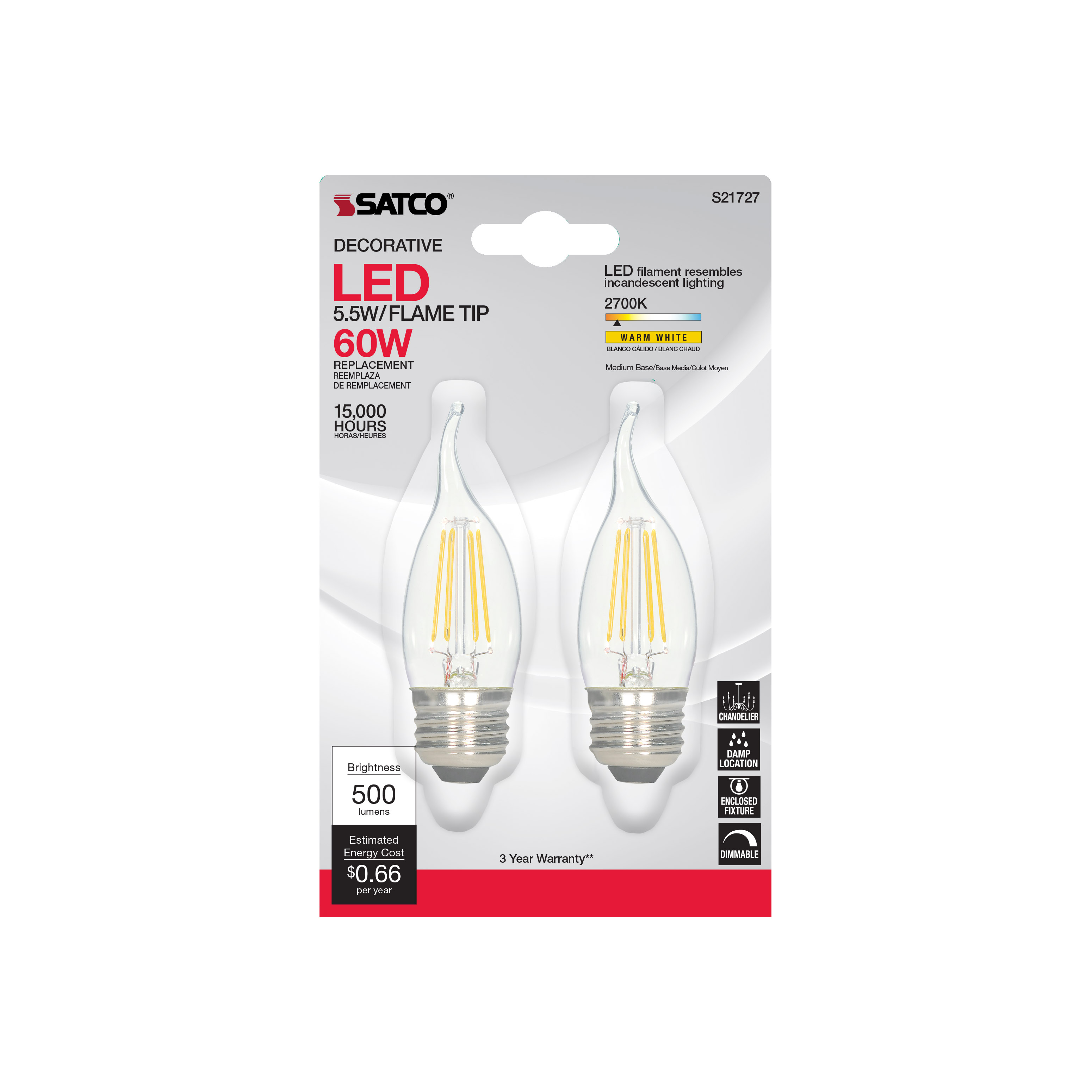 5.5W EFC/LED/27K/CL/120V/2CD - S21727