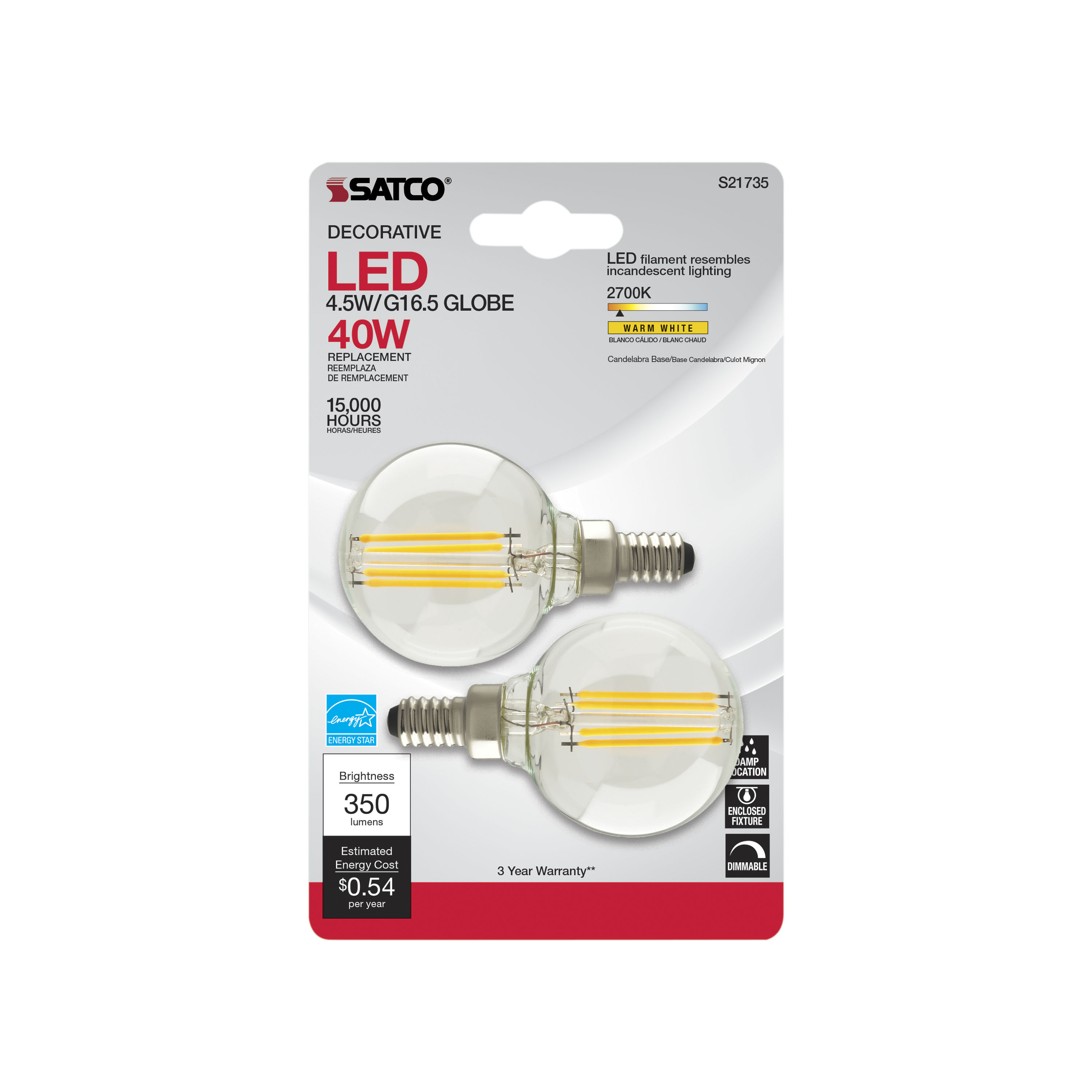 4.5G16.5/LED/C/27/E12/120V/2PK - S21735